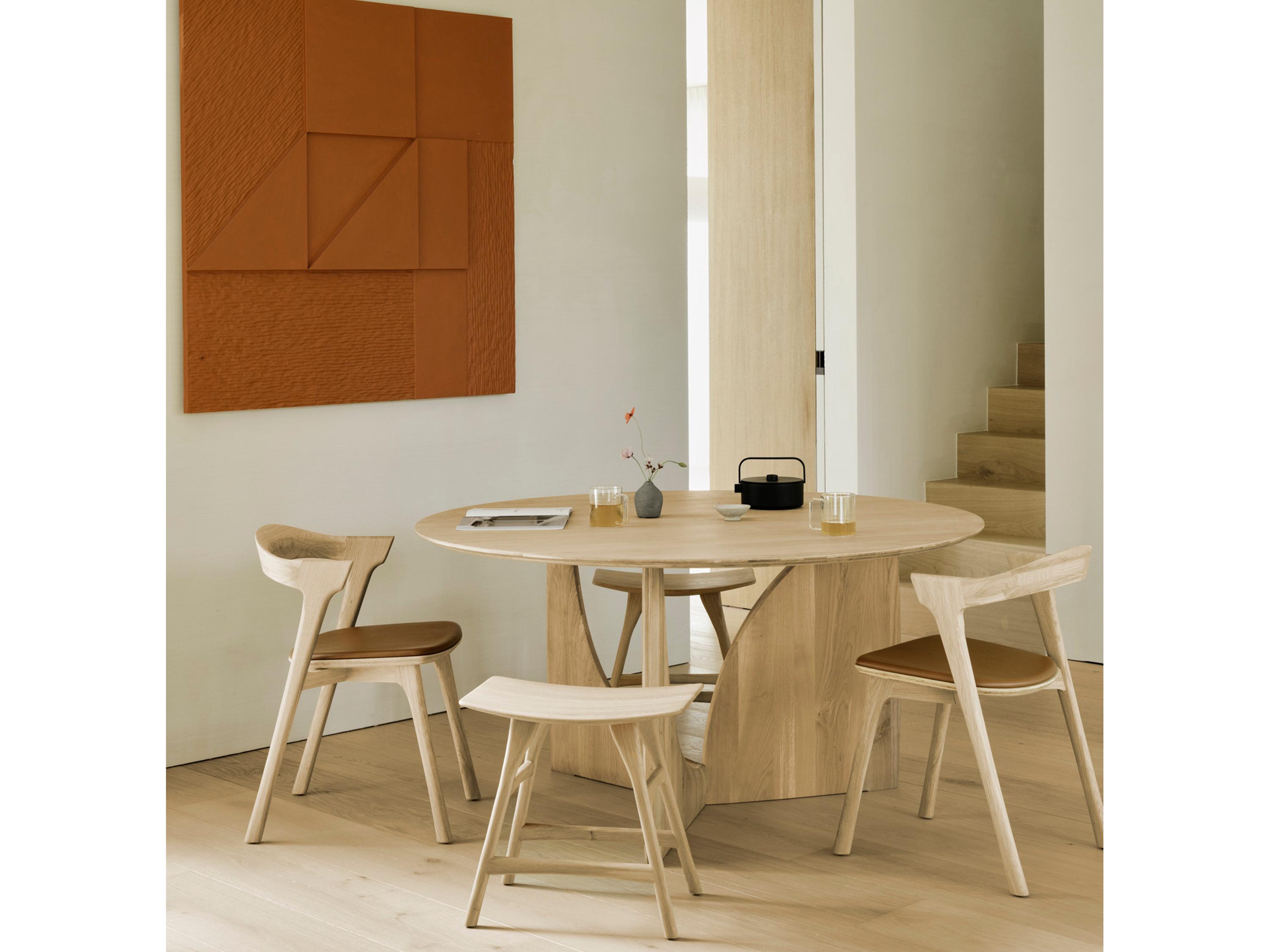 Ethnicraft Geometric Oak Wood Dining Room Set