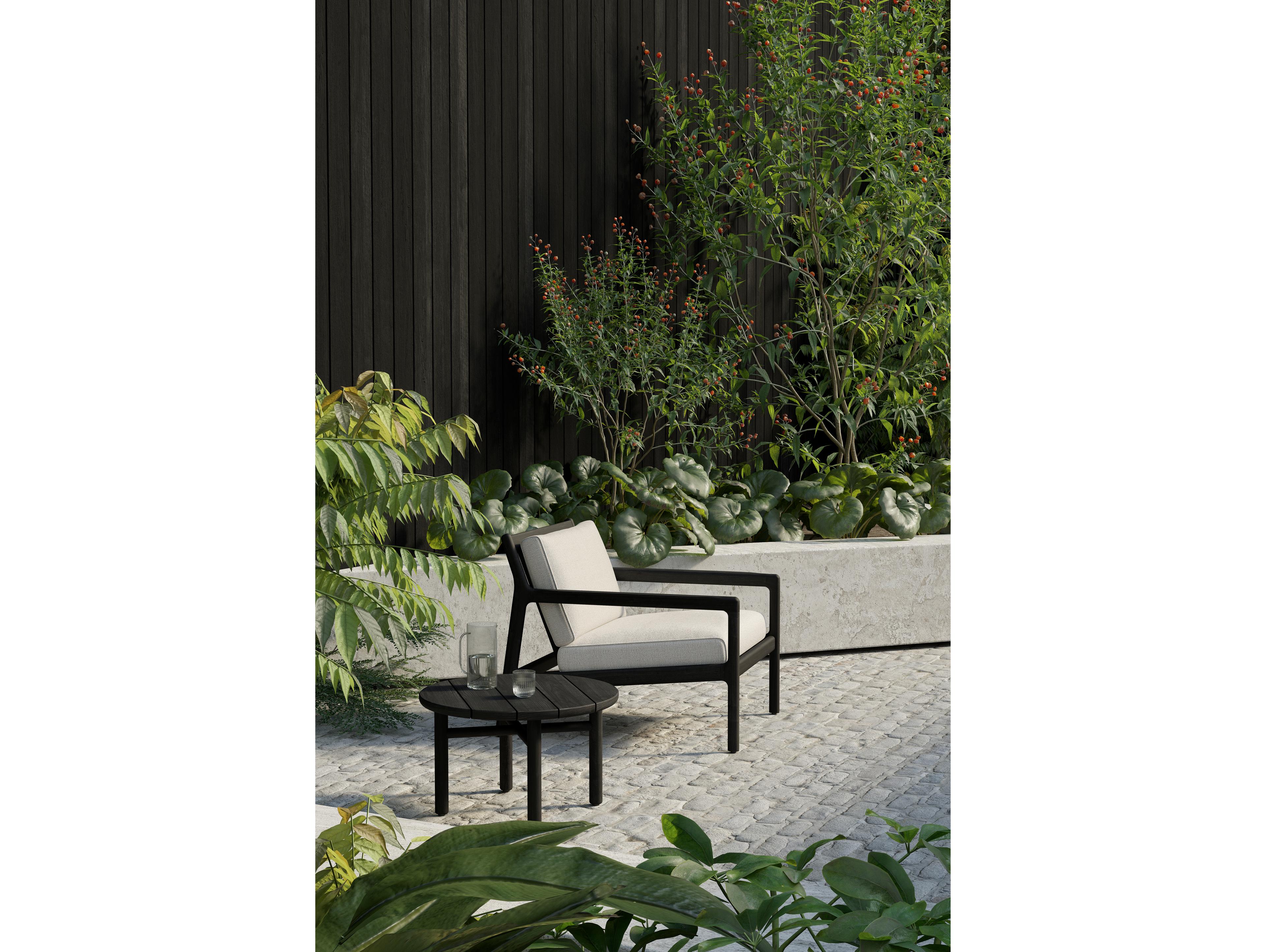 Ethnicraft Outdoor Jack Teak Black And Off White Lounge Chair