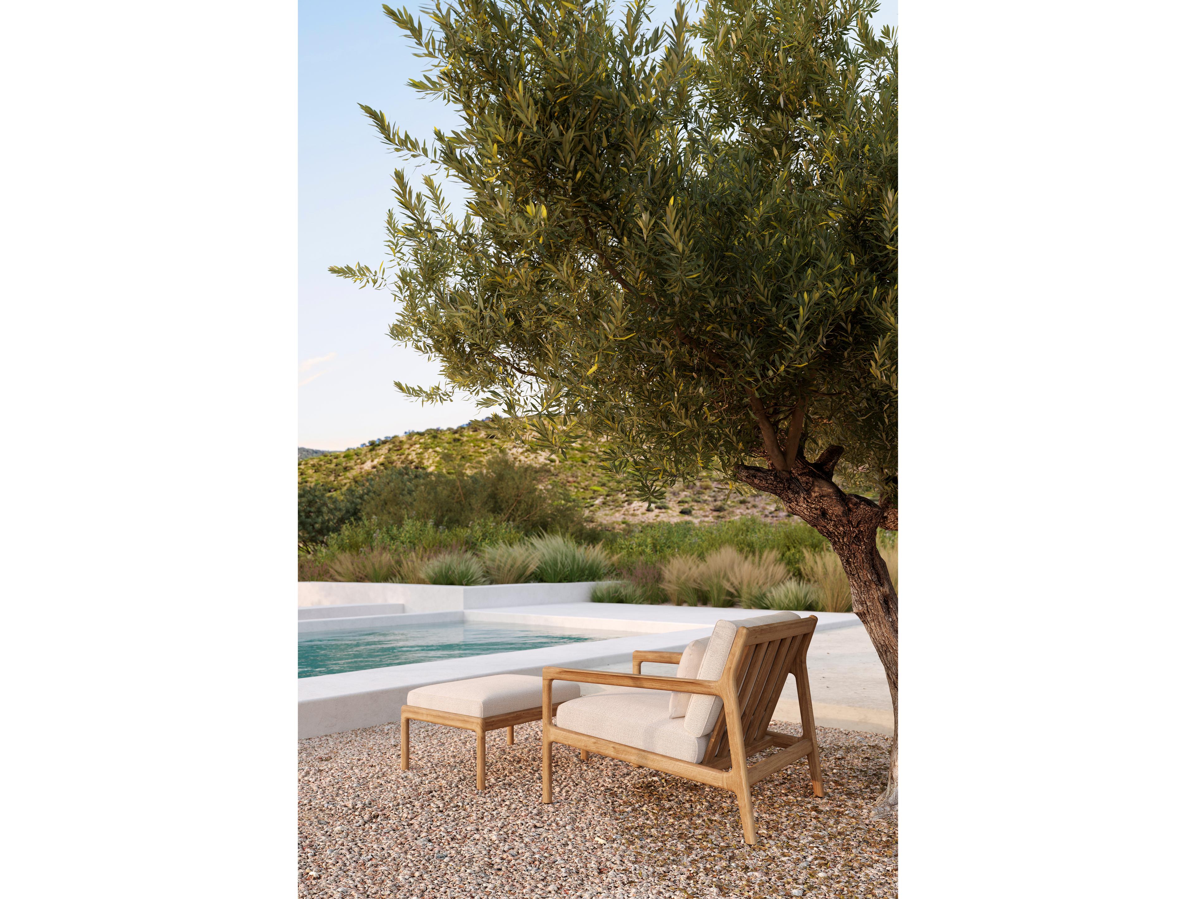 Ethnicraft Outdoor Jack Teak And Off White Lounge Chair