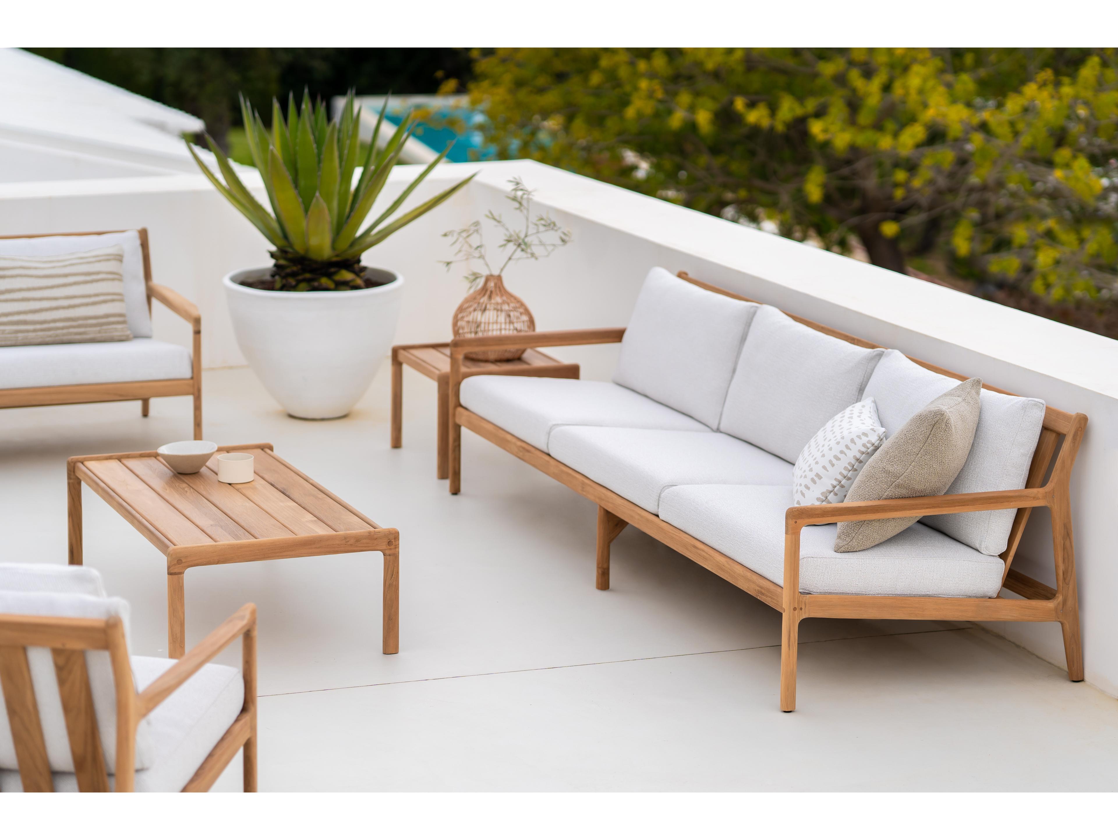 Ethnicraft Outdoor Jack Teak And Off White Lounge Chair