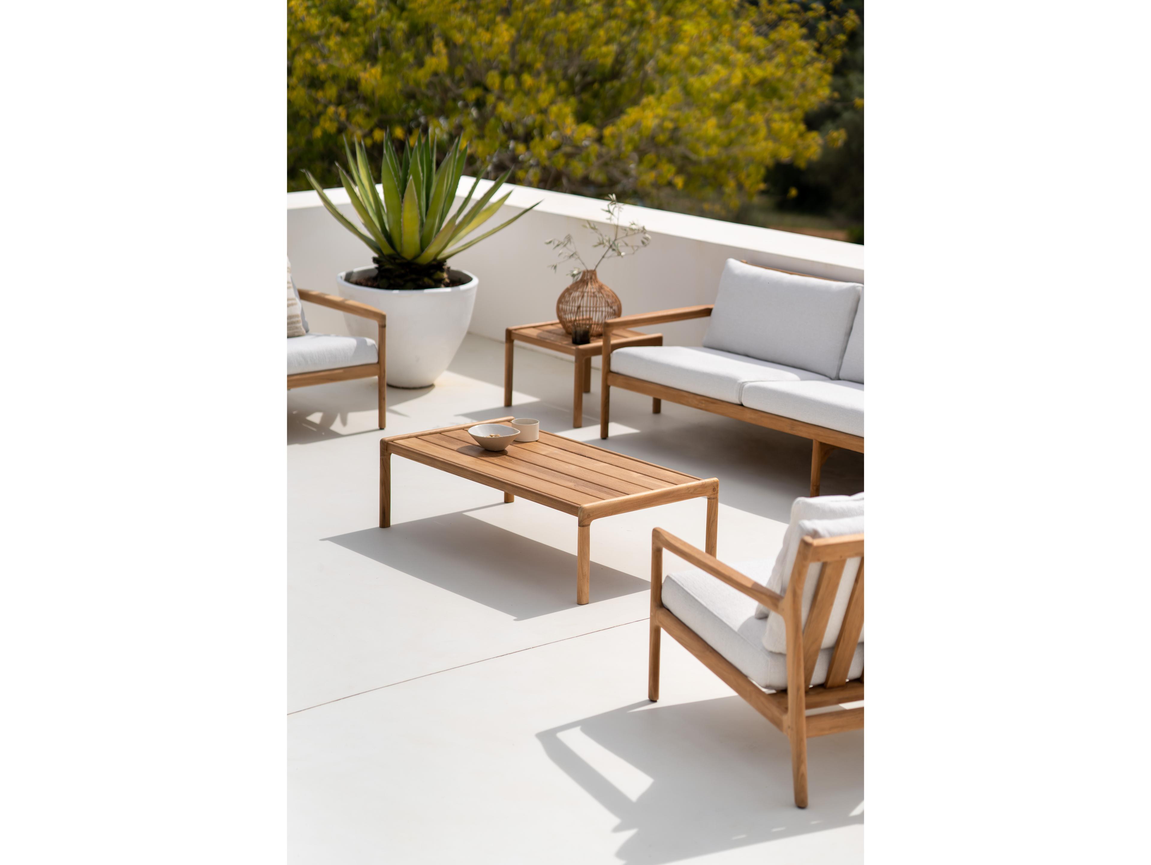 Ethnicraft Outdoor Jack Teak And Off White Lounge Chair