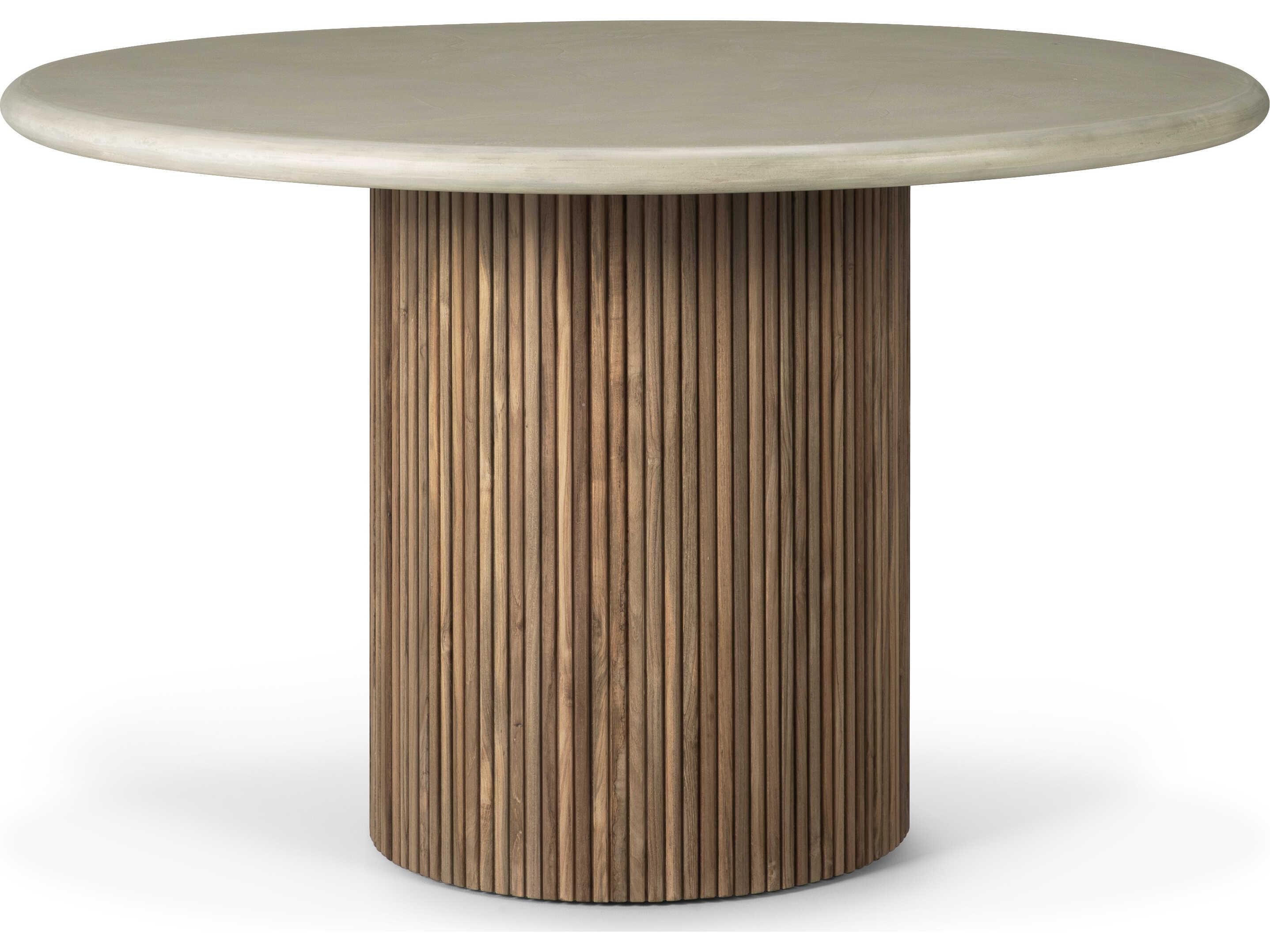 Ethnicraft Outdoor Roller Max Concrete And Reclaimed Teak Dining Table