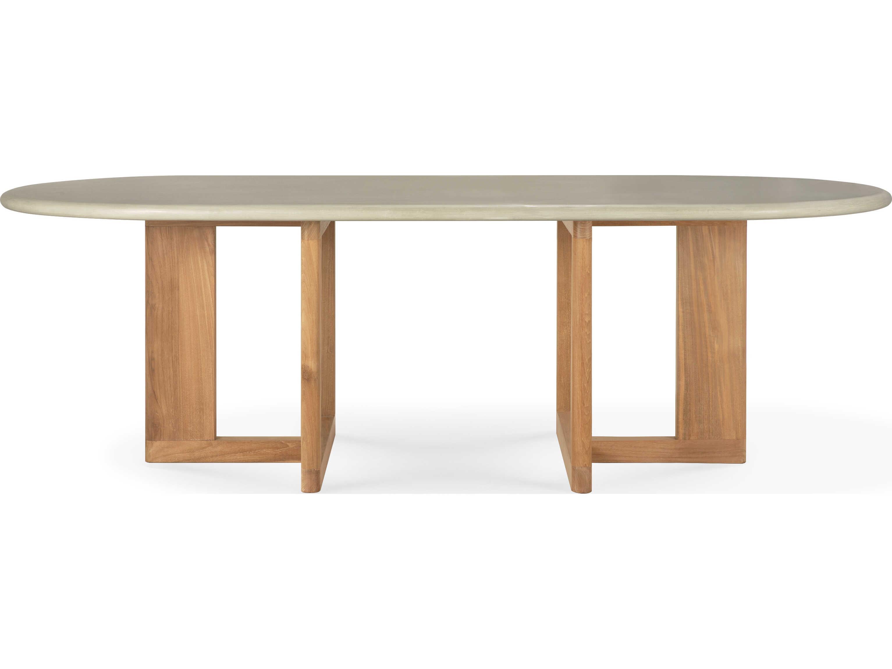 Ethnicraft Outdoor Trestle Concrete And Reclaimed Teak Dining Table