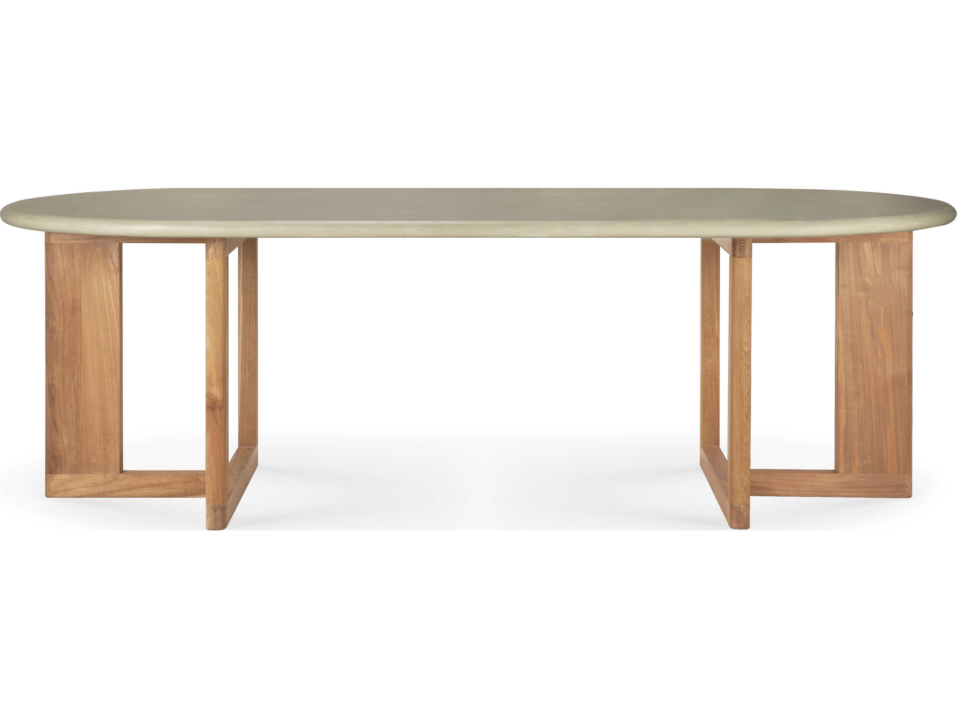 Ethnicraft Outdoor Trestle Concrete And Reclaimed Teak Dining Table