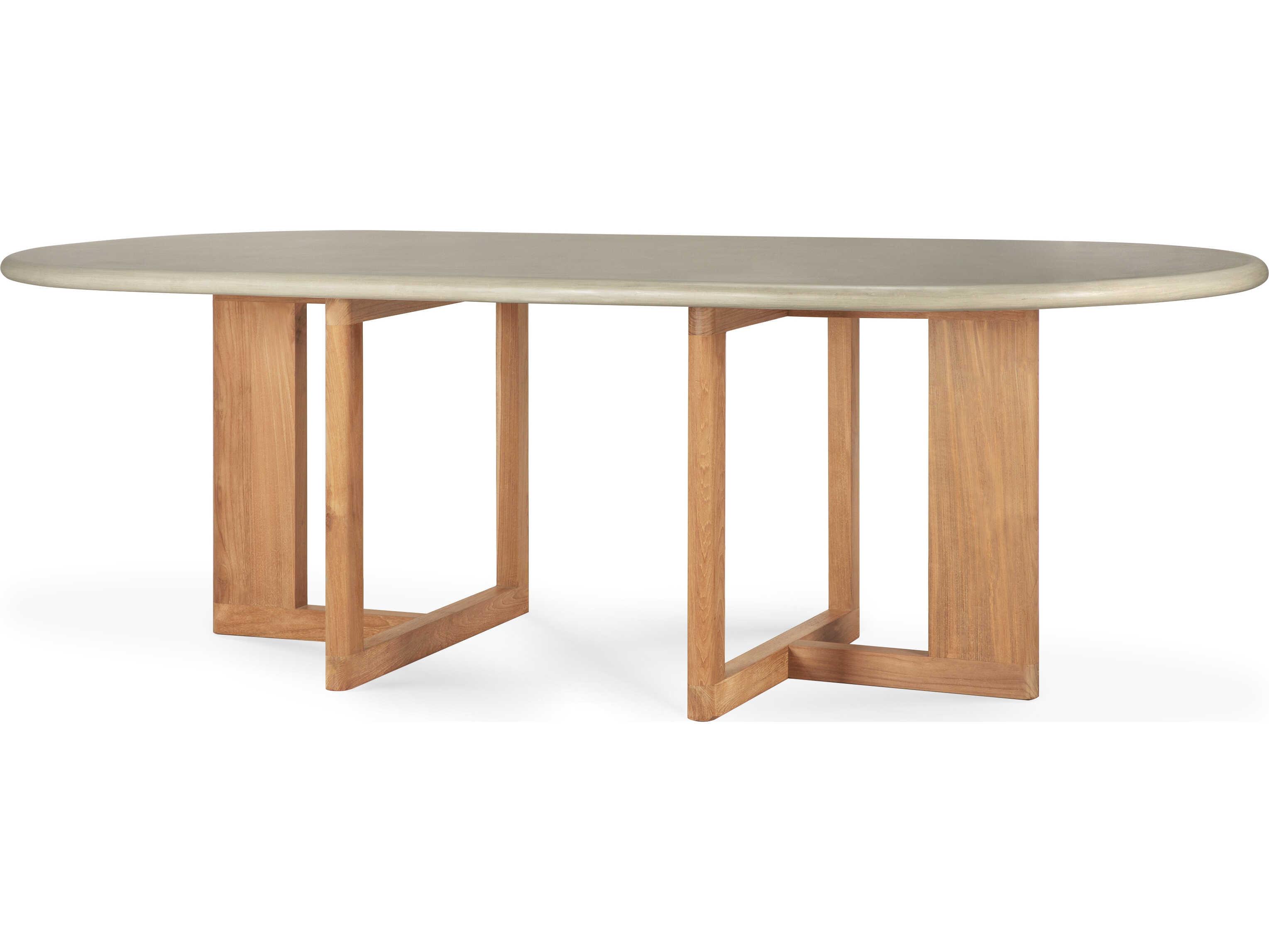 Ethnicraft Outdoor Trestle Concrete And Reclaimed Teak Dining Table