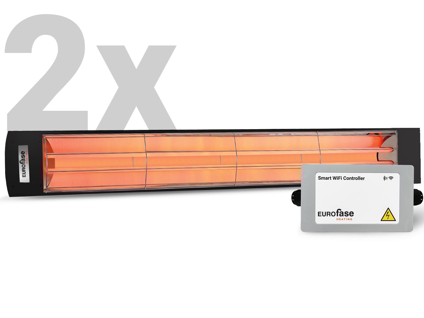 Eurofase Heating (2) 6000 Watt 61" Black Electric Black Patio Heater And (2) Smart WiFi Controller Patio Heater Set