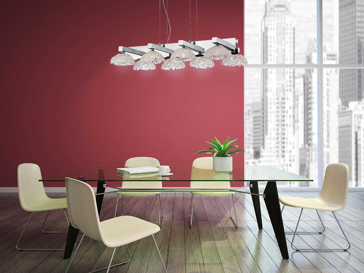 Eurofase Caramico 8-Light Chrome Glass Dome Linear Island Pendant