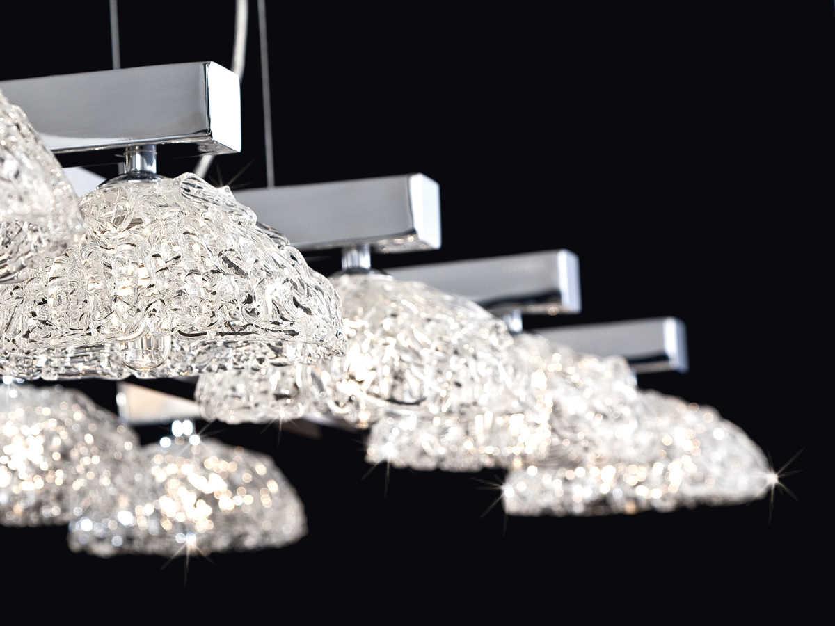 Eurofase Caramico 10-Light Chrome Glass Dome Linear Island Pendant