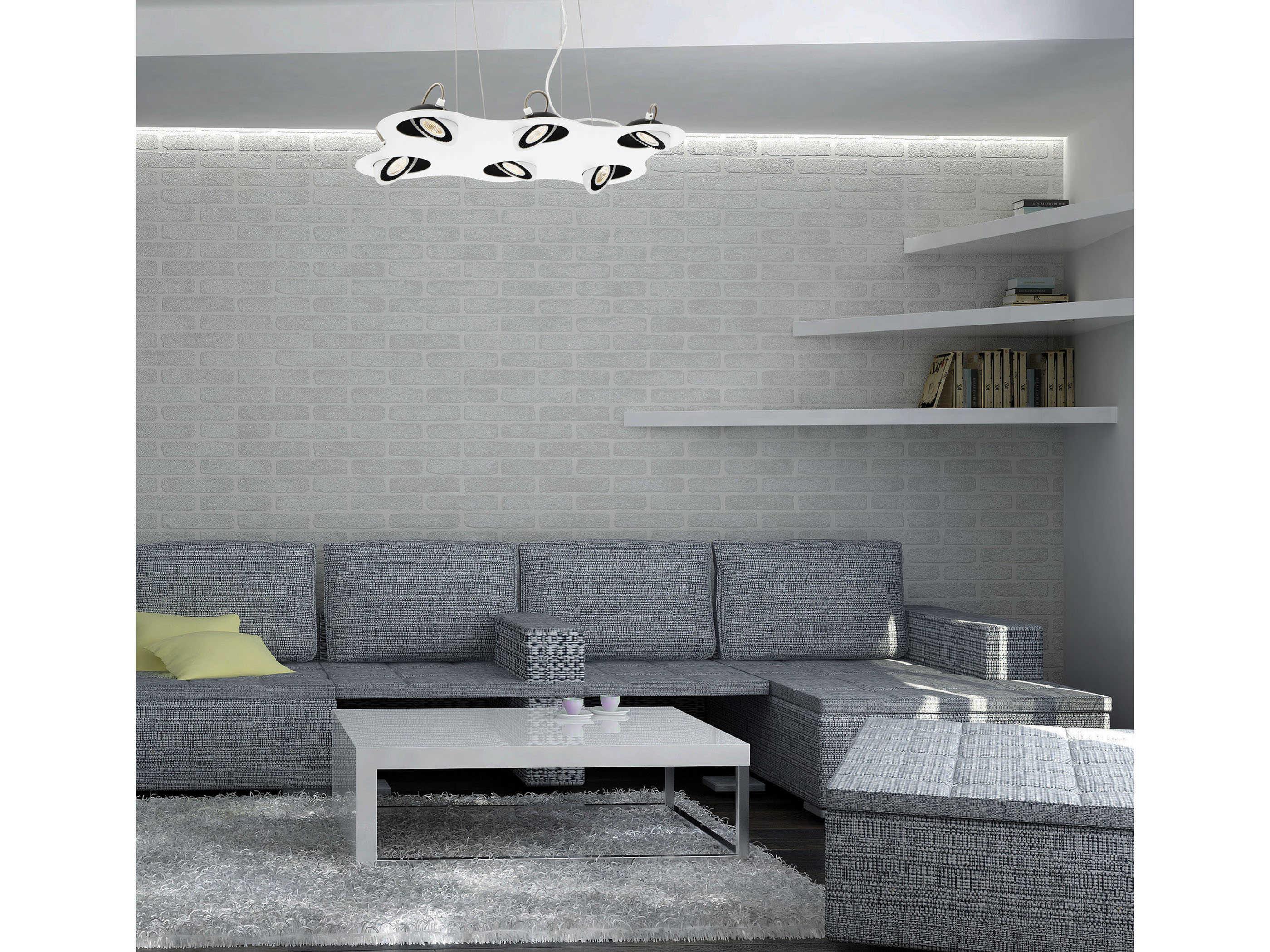 Eurofase Vision 6-Light White Black LED Round Island Pendant