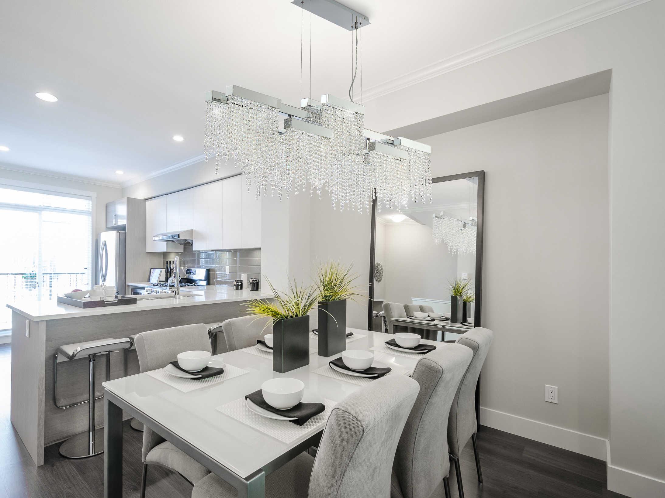 Eurofase Rossi 10-Light Chrome Crystal LED Geometric Linear Island Pendant