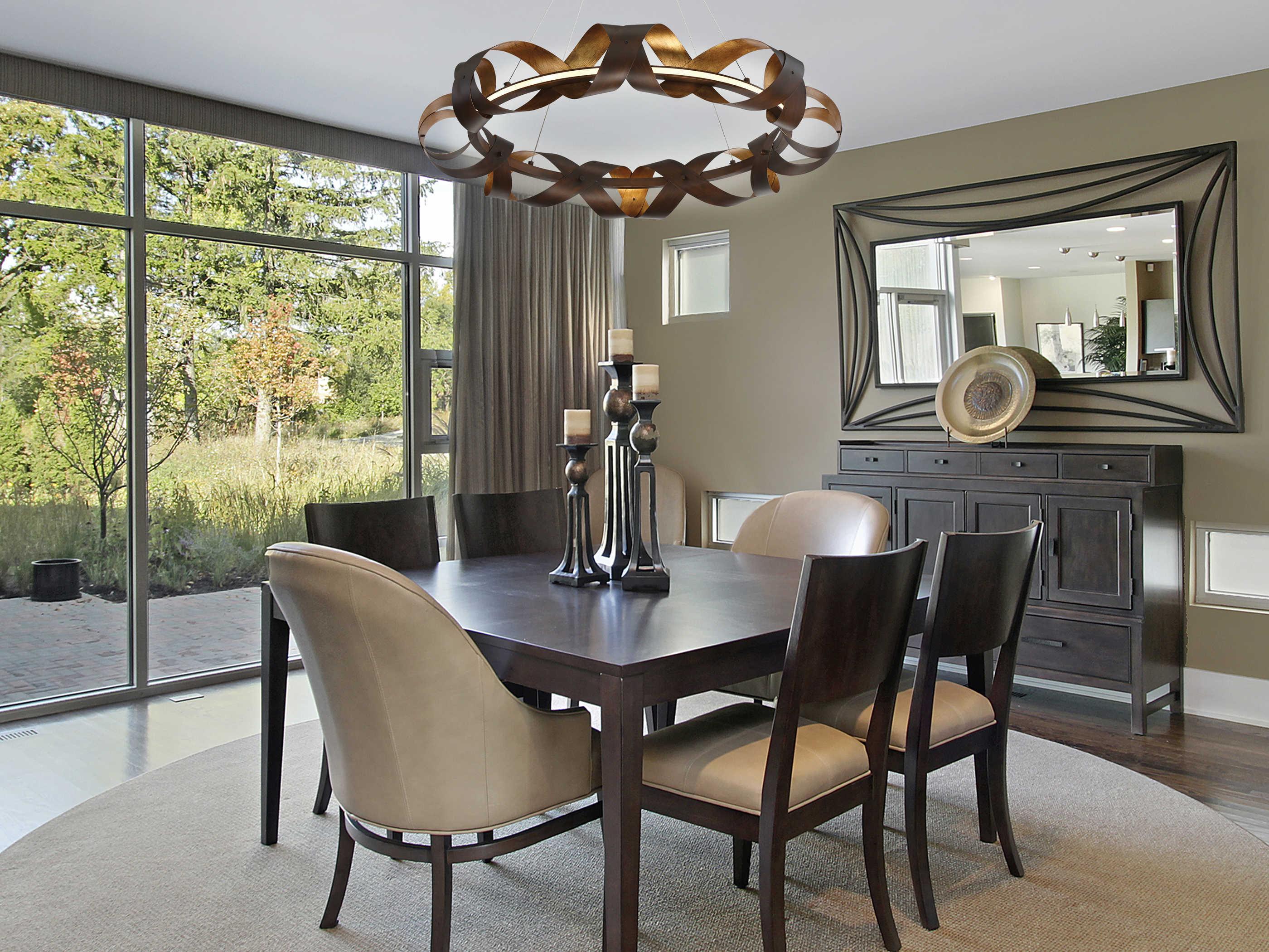 Eurofase Banderia Bronze LED Geometric Round Pendant