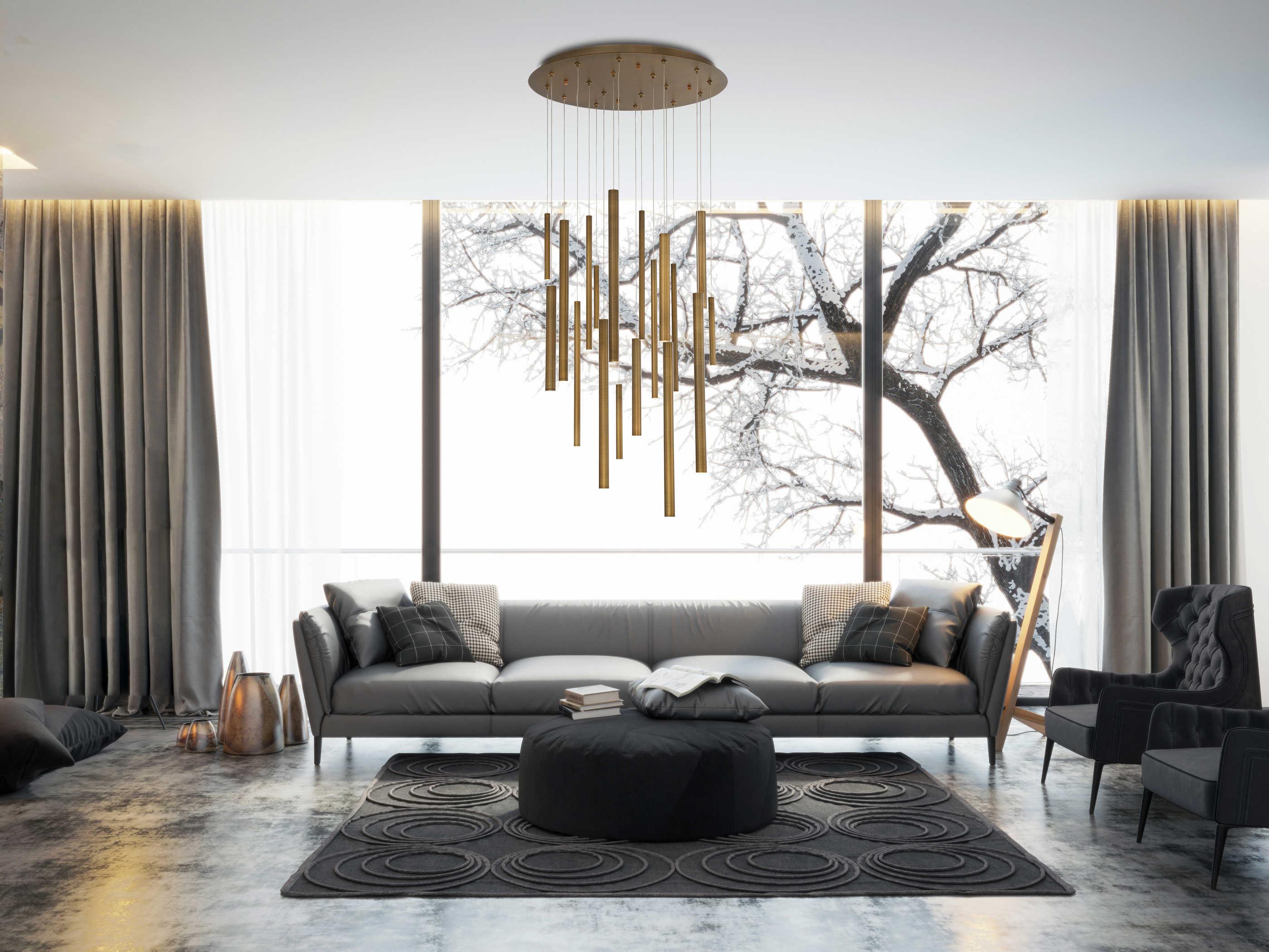 Eurofase Santana 18-Light8-Light Antique Brass LED Cylinder Pendant