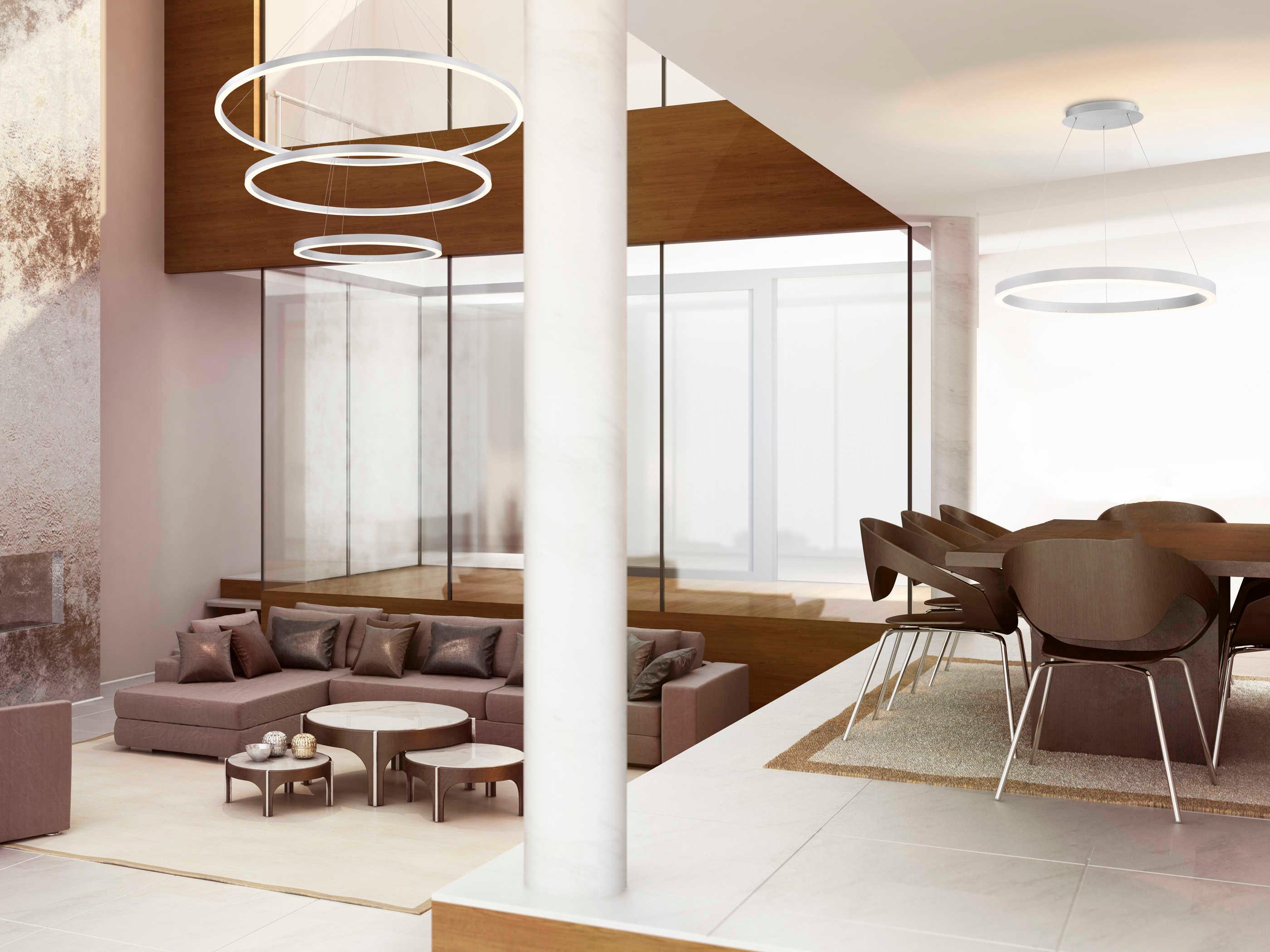 Eurofase Spunto 3-Light Silver LED Round Tiered Pendant