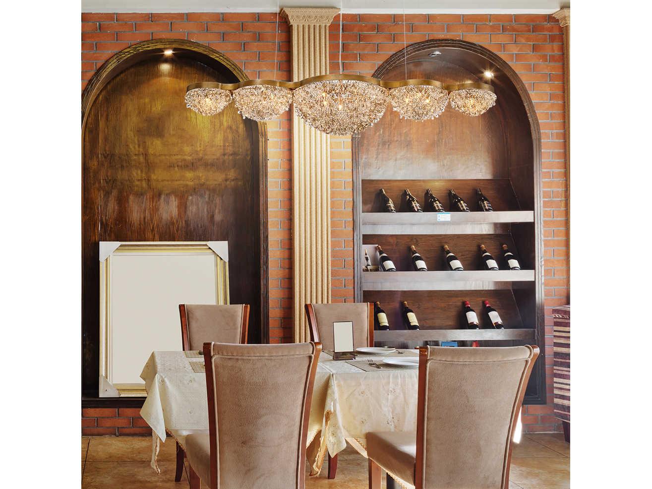 Eurofase Mondo 15-Light Antique Gold Crystal Linear Island Pendant