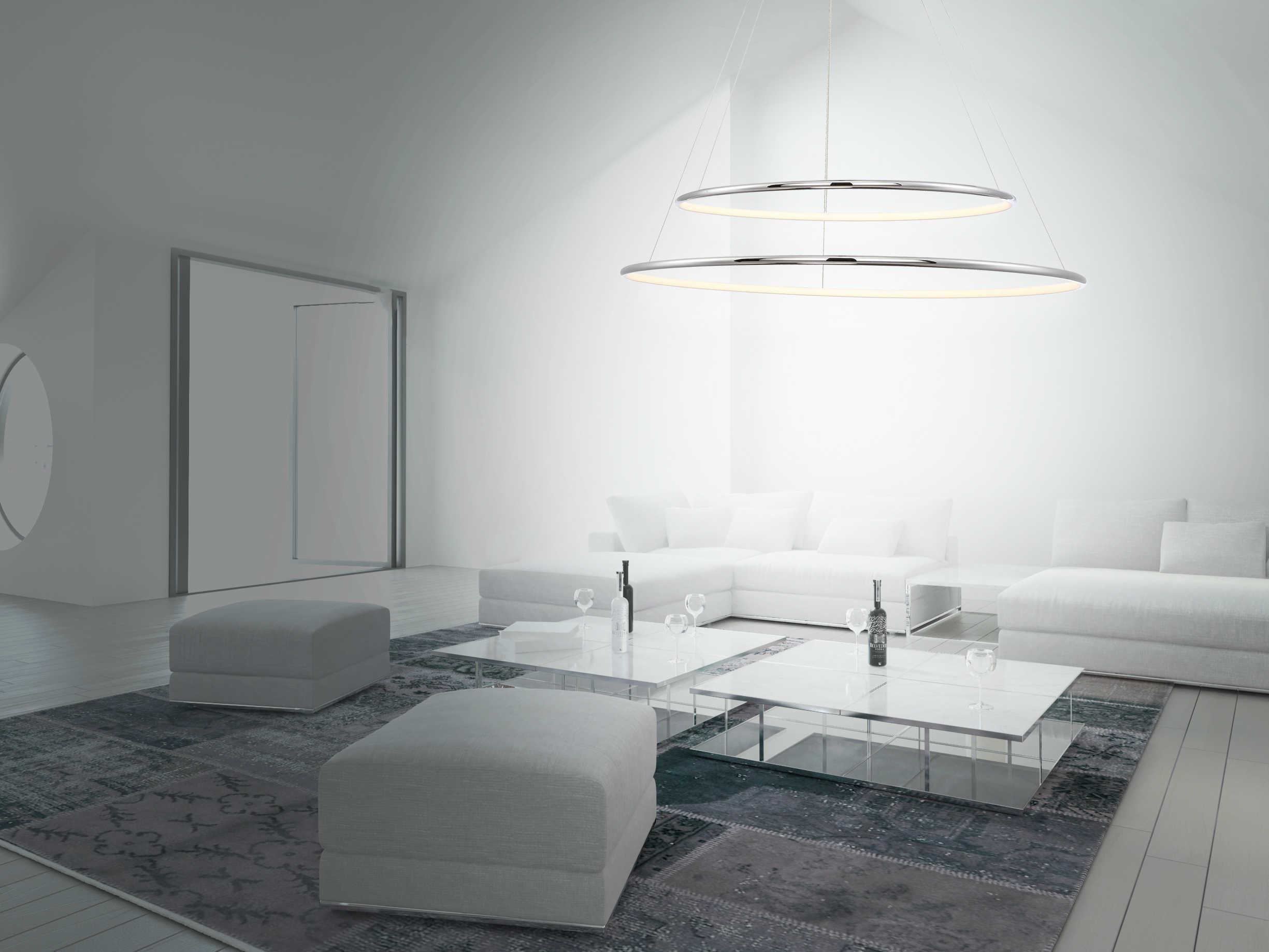 Eurofase Valley 2-Light Chrome LED Round Tiered Pendant