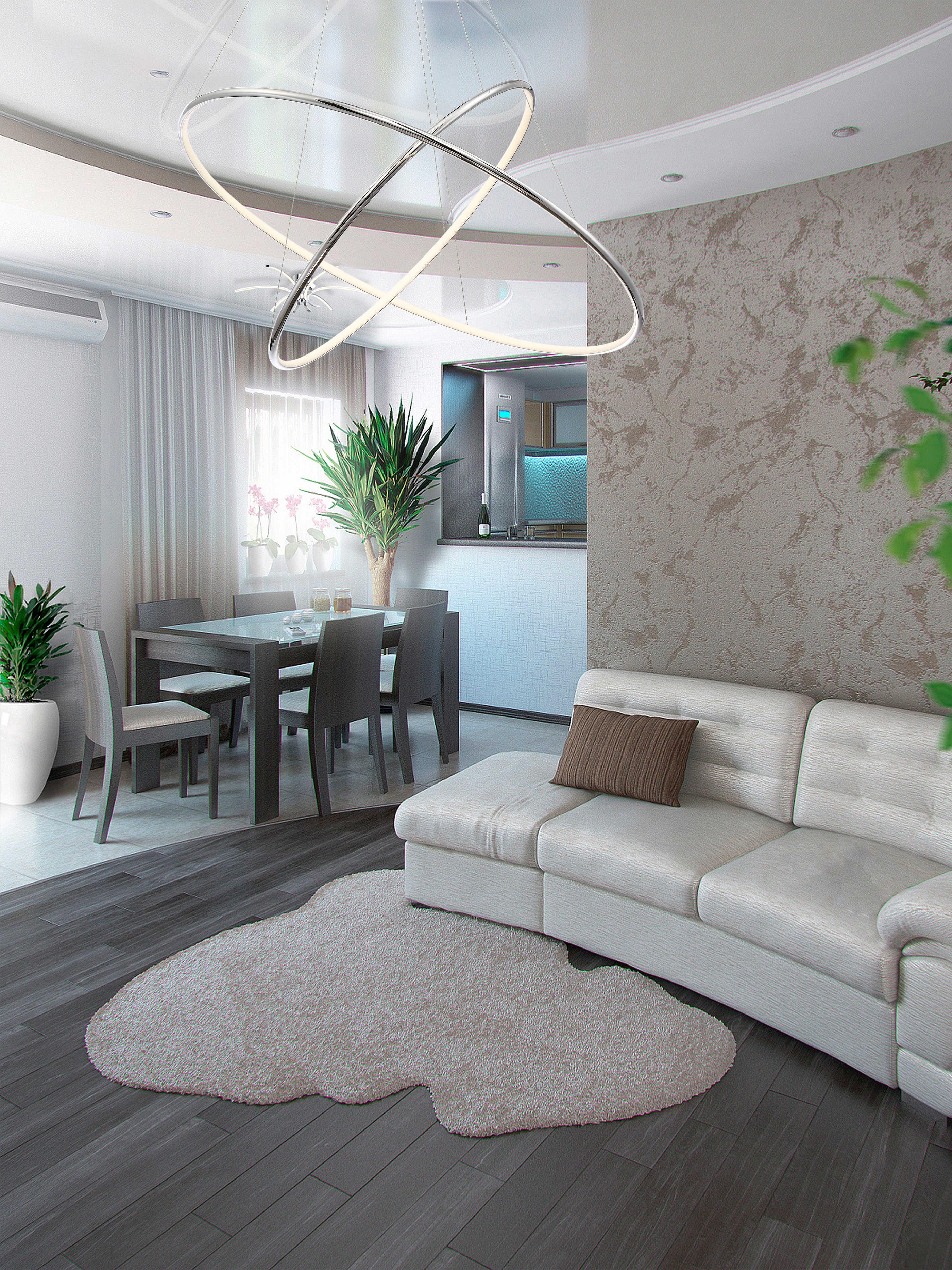 Eurofase Valley 2-Light Chrome LED Round Tiered Pendant