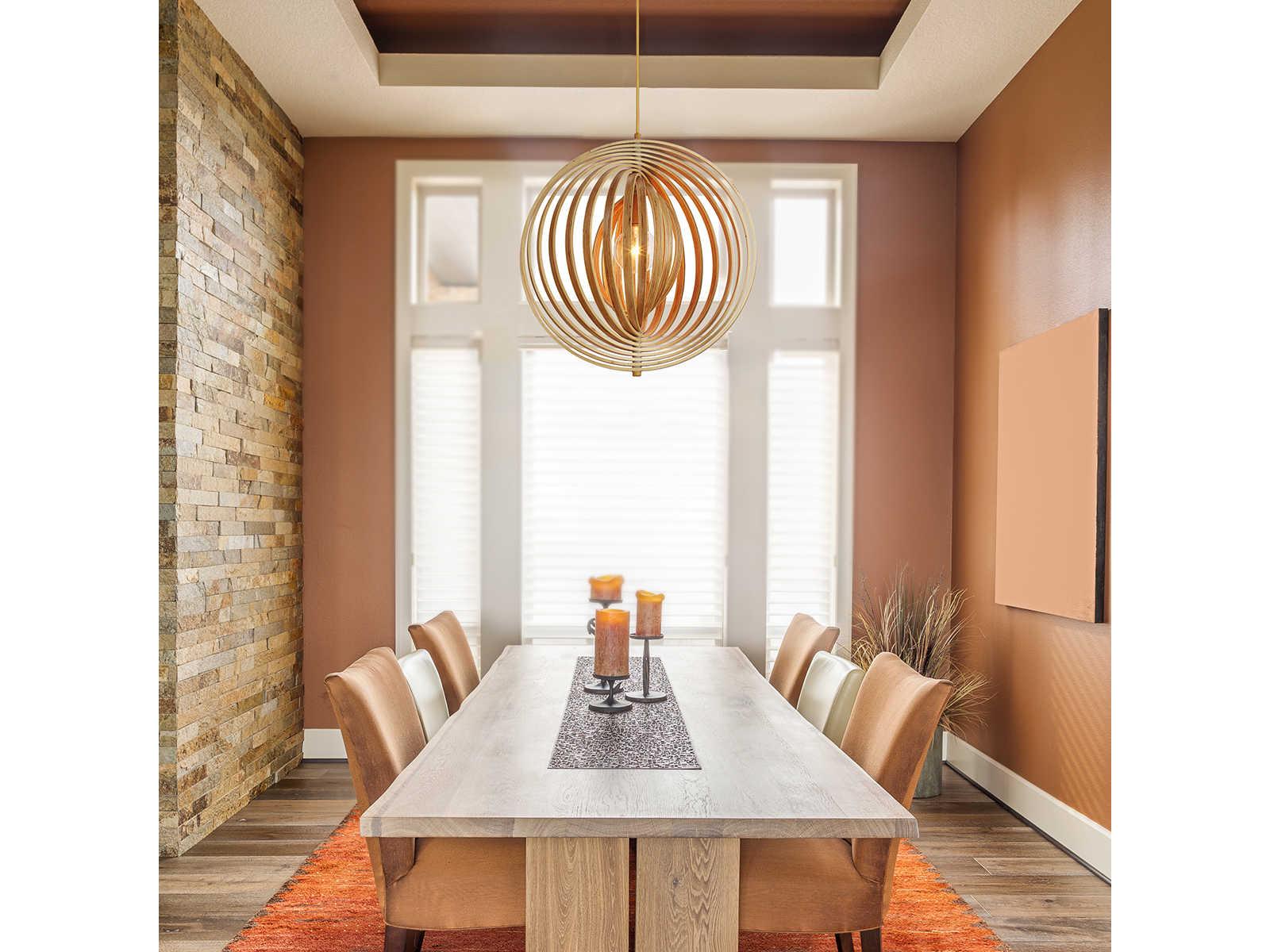 Eurofase Abruzzo 1-Light Wood Brown Globe Pendant