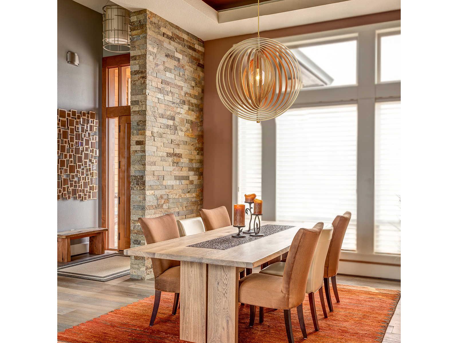 Eurofase Abruzzo 1-Light Wood Brown Globe Pendant