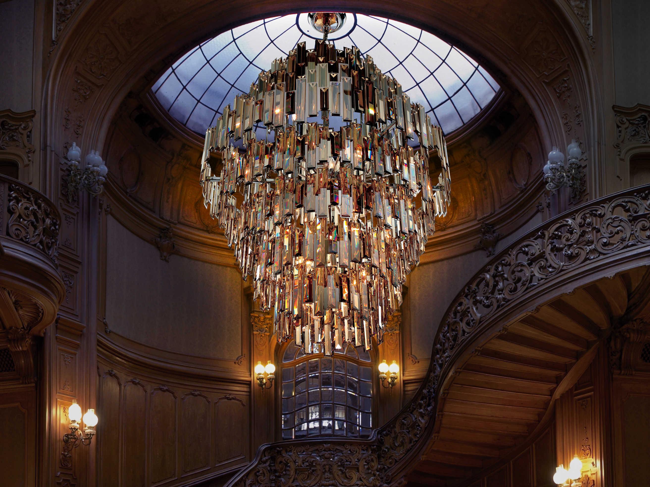 Eurofase Vienna 28-Light Chrome Crystal Tiered Chandelier