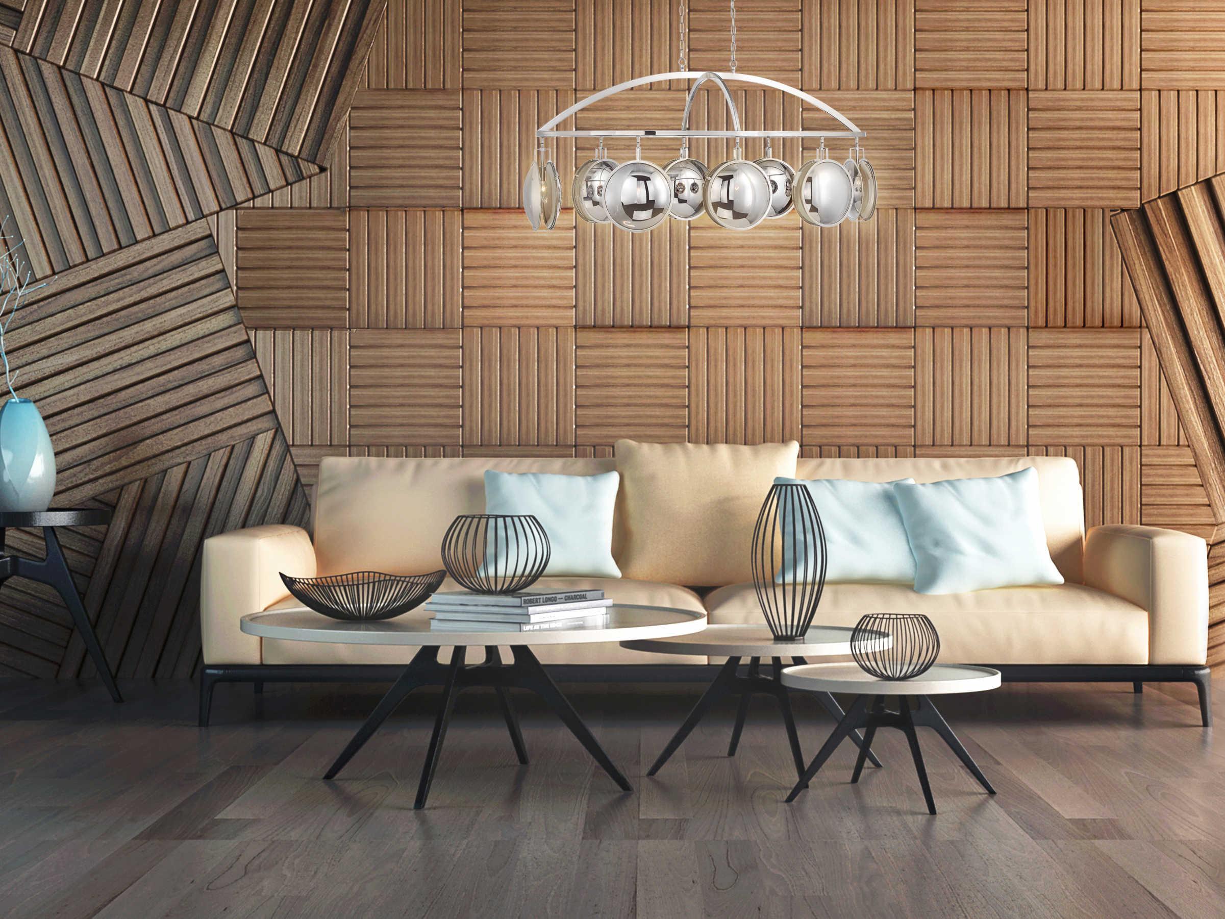 Eurofase Havendale 8-Light Polished Nickel Glass Linear Round Island Pendant