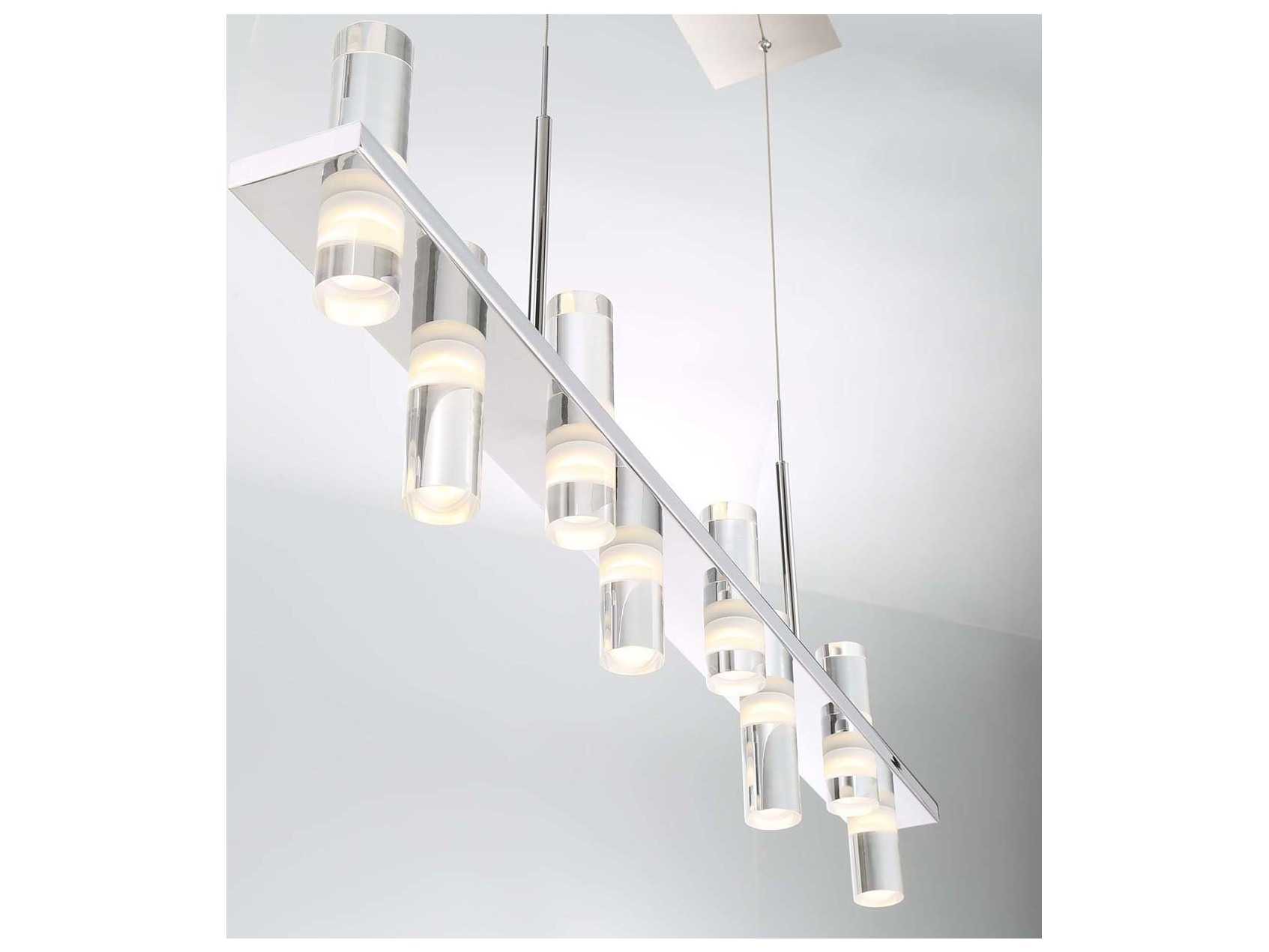Eurofase Netto 8-Light Chrome LED Cylinder Linear Island Pendant
