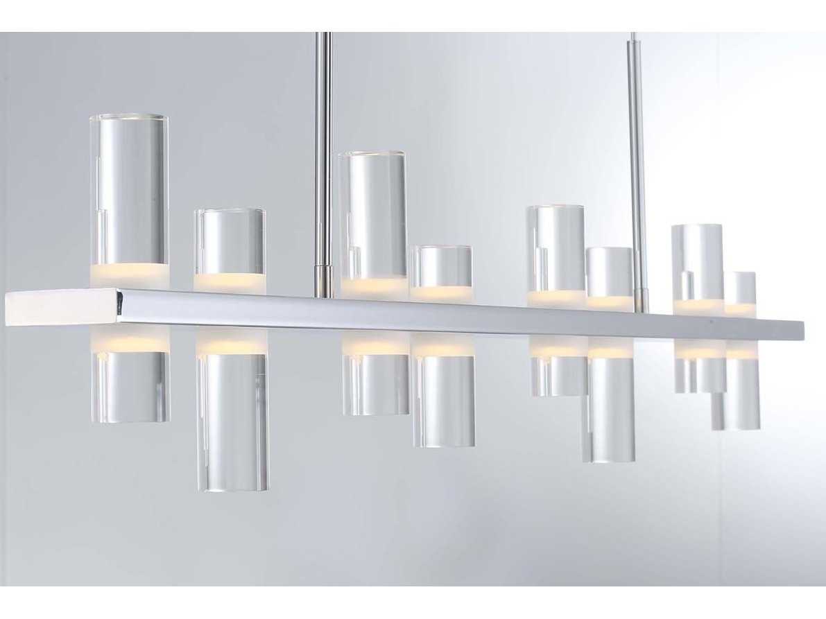 Eurofase Netto 8-Light Chrome LED Cylinder Linear Island Pendant
