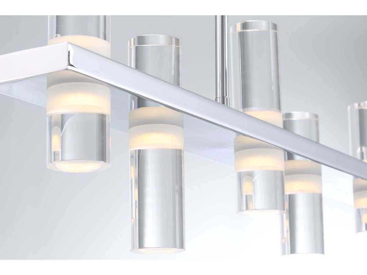 Eurofase Netto 8-Light Chrome LED Cylinder Linear Island Pendant
