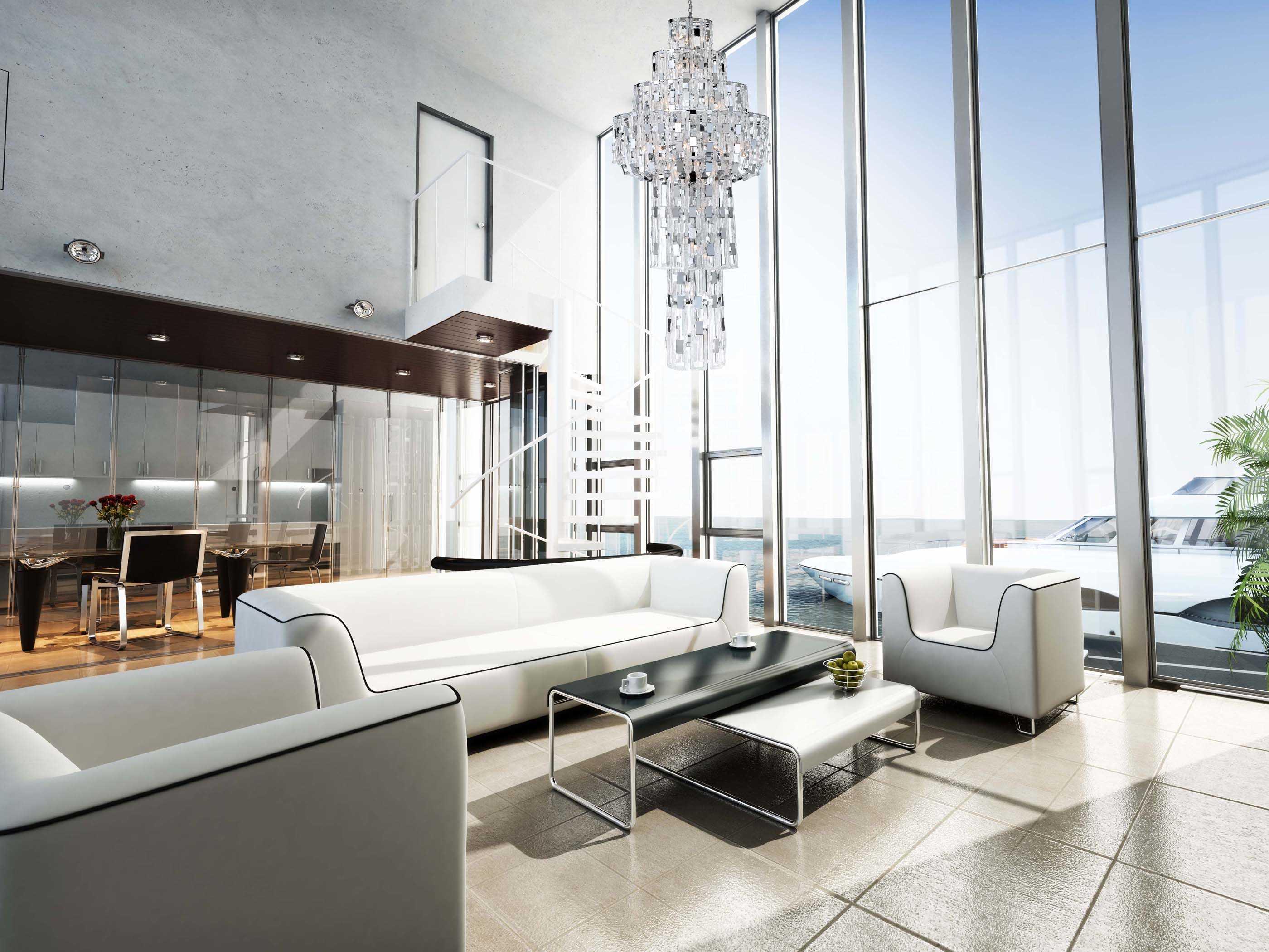 Eurofase Viviana 26-Light Chrome Glass Tiered Chandelier