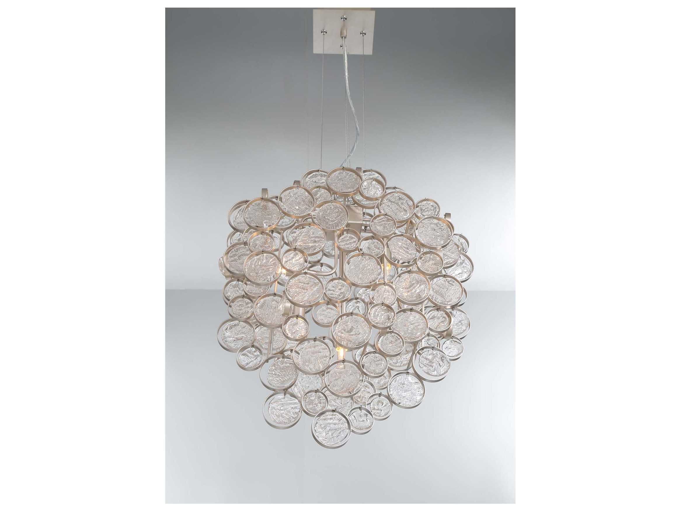 Eurofase Trento 7-Light Champagne Silver Glass Chandelier