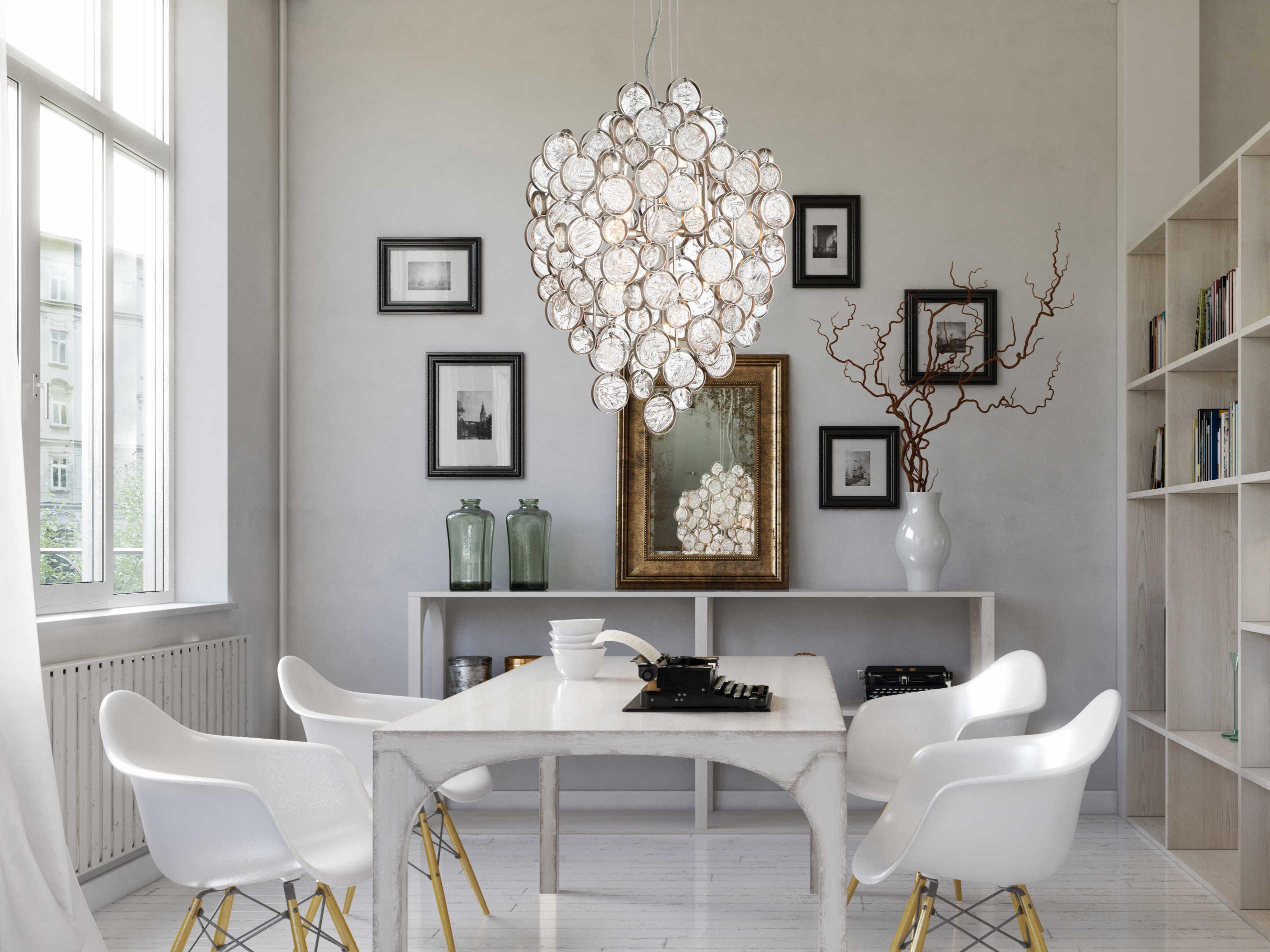 Eurofase Trento 7-Light Champagne Silver Glass Chandelier