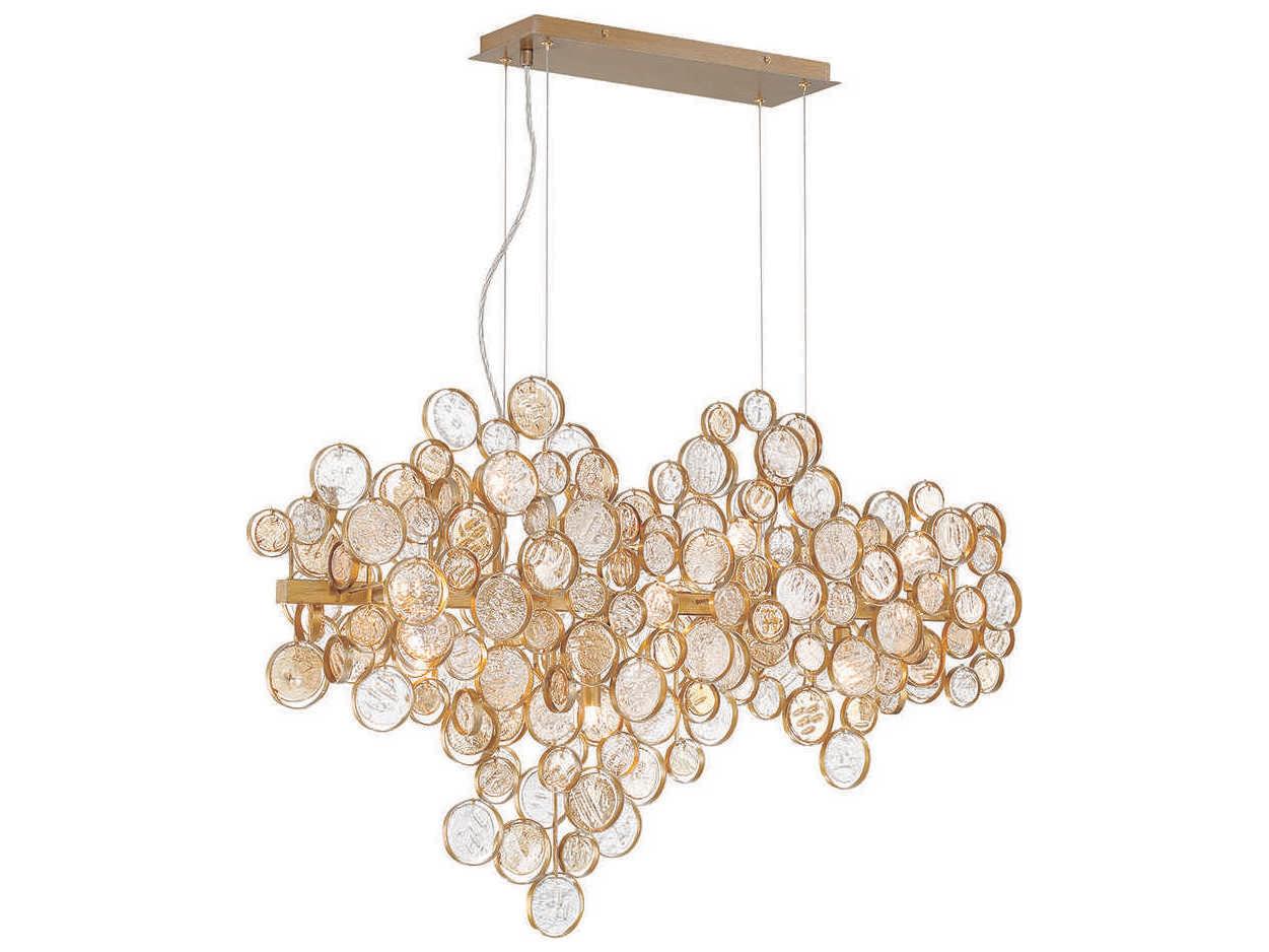 Eurofase Trento 12-Light Antique Gold Glass Island Pendant
