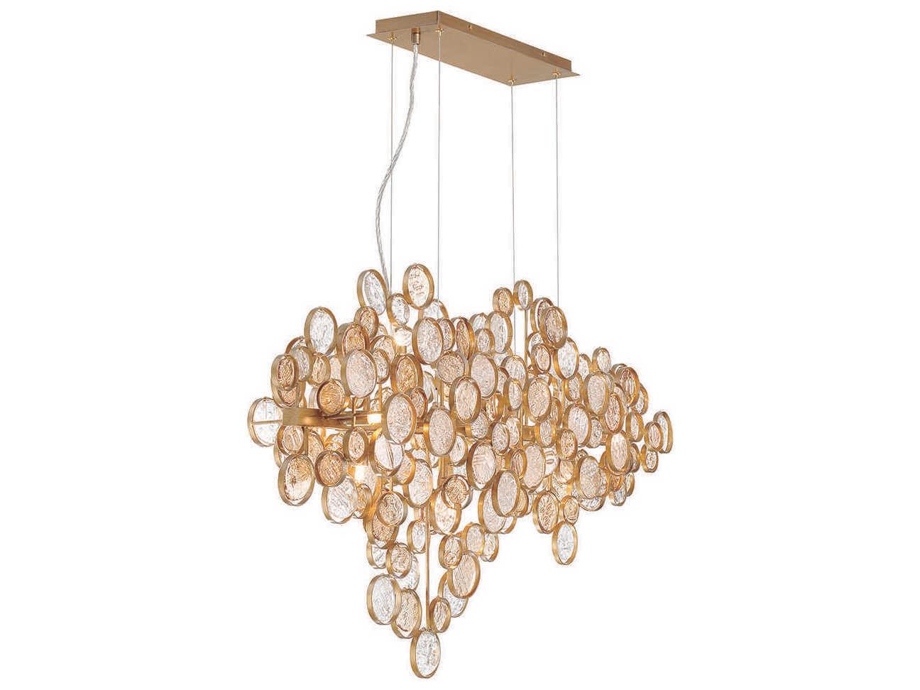 Eurofase Trento 12-Light Antique Gold Glass Island Pendant
