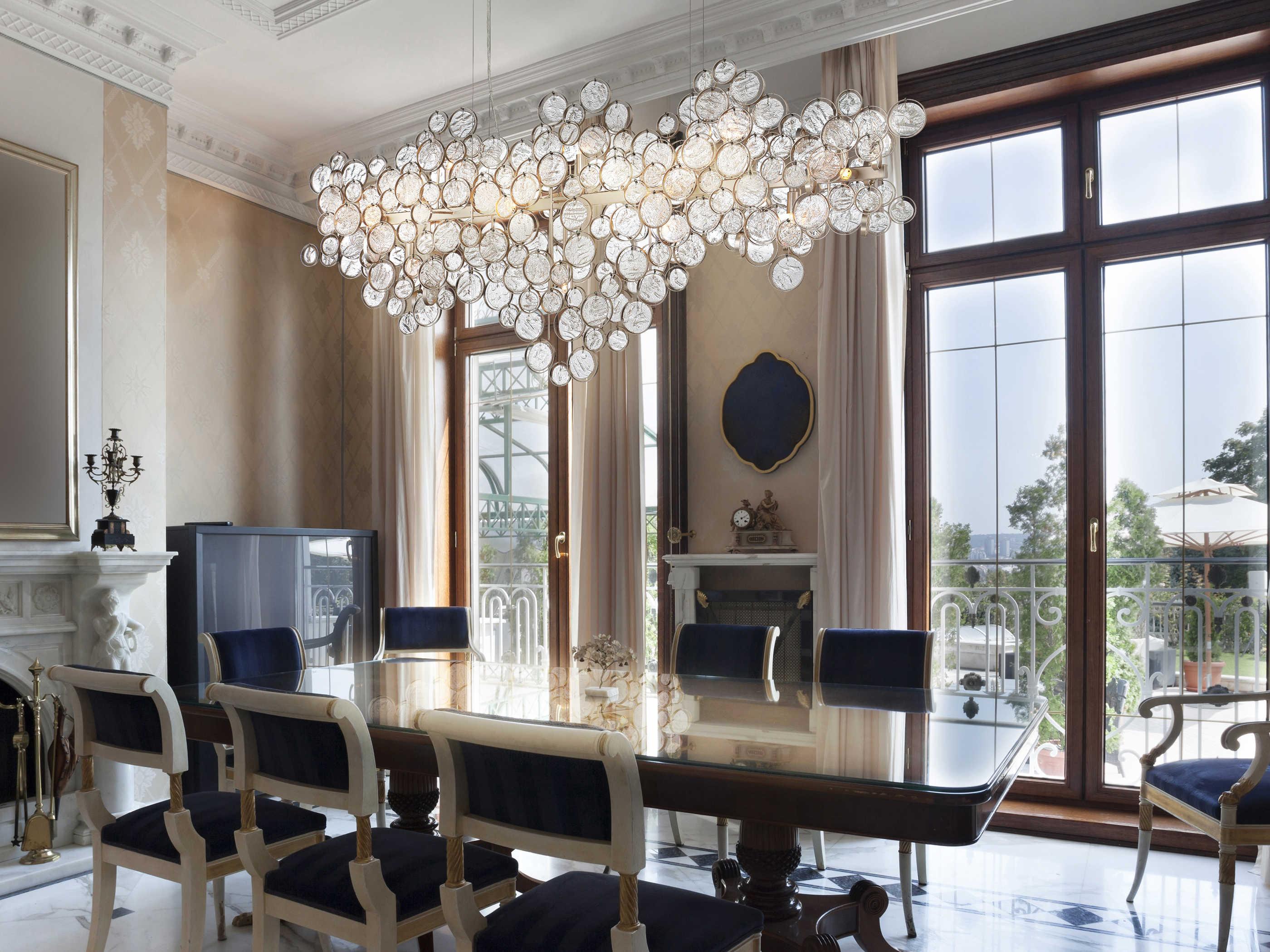 Eurofase Trento 15-Light Champagne Silver Glass Linear Island Pendant