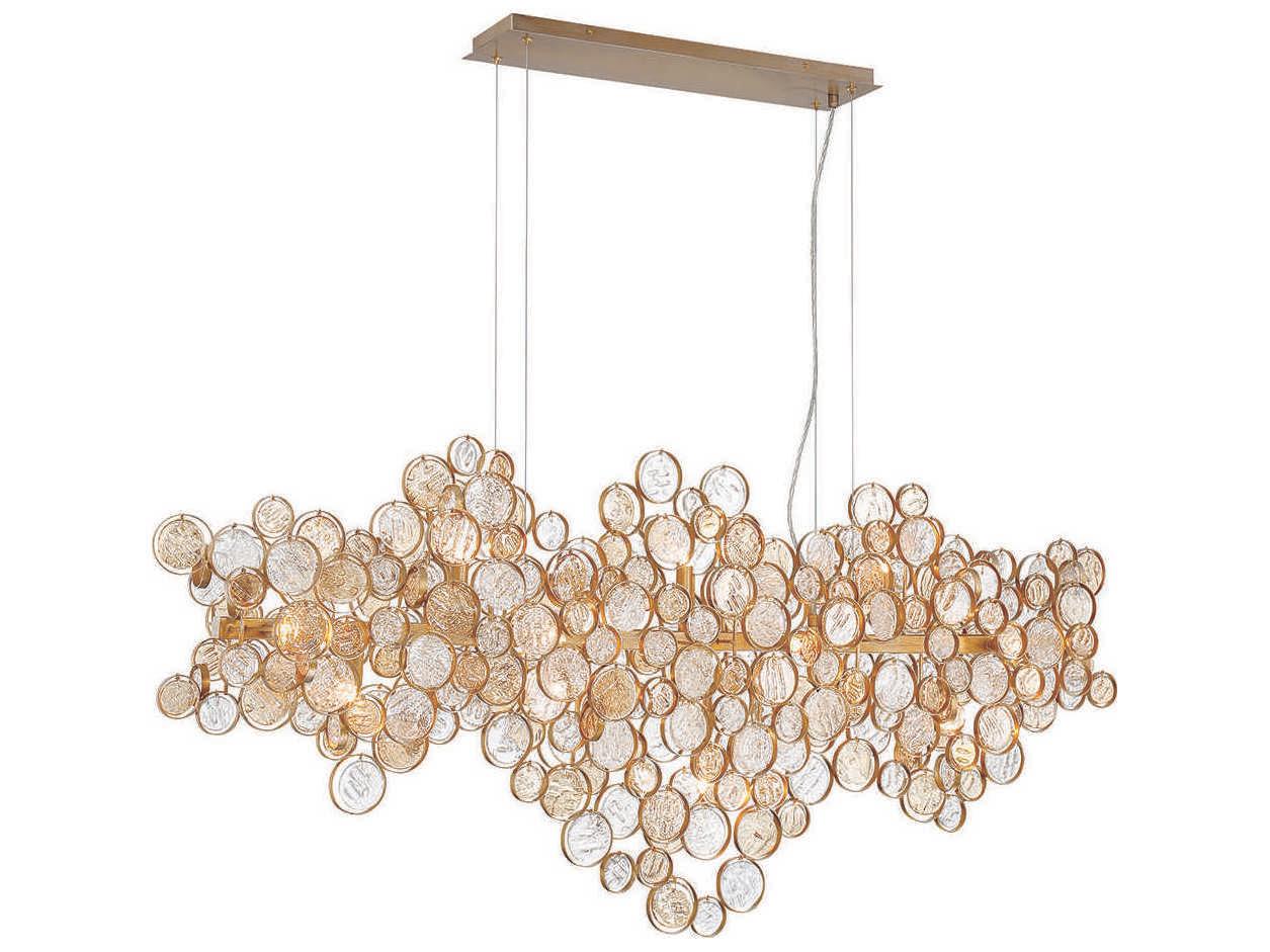 Eurofase Trento 15-Light Antique Gold Glass Island Pendant