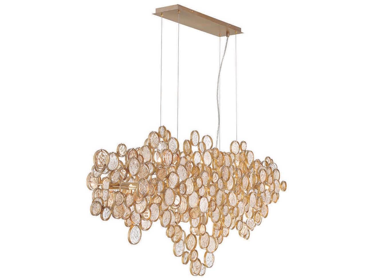 Eurofase Trento 15-Light Antique Gold Glass Island Pendant