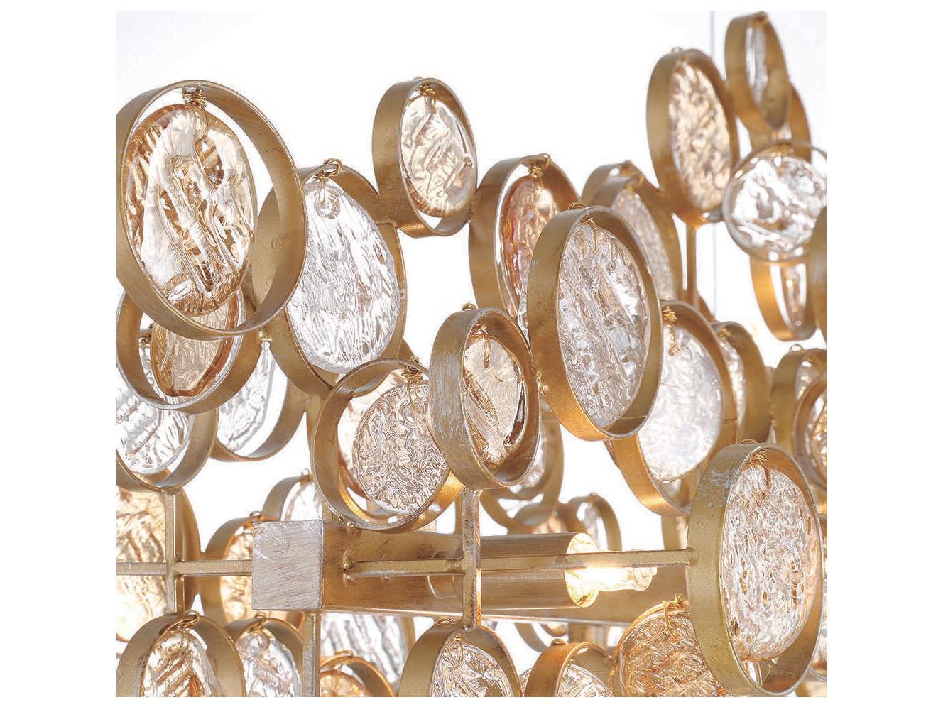 Eurofase Trento 15-Light Antique Gold Glass Island Pendant