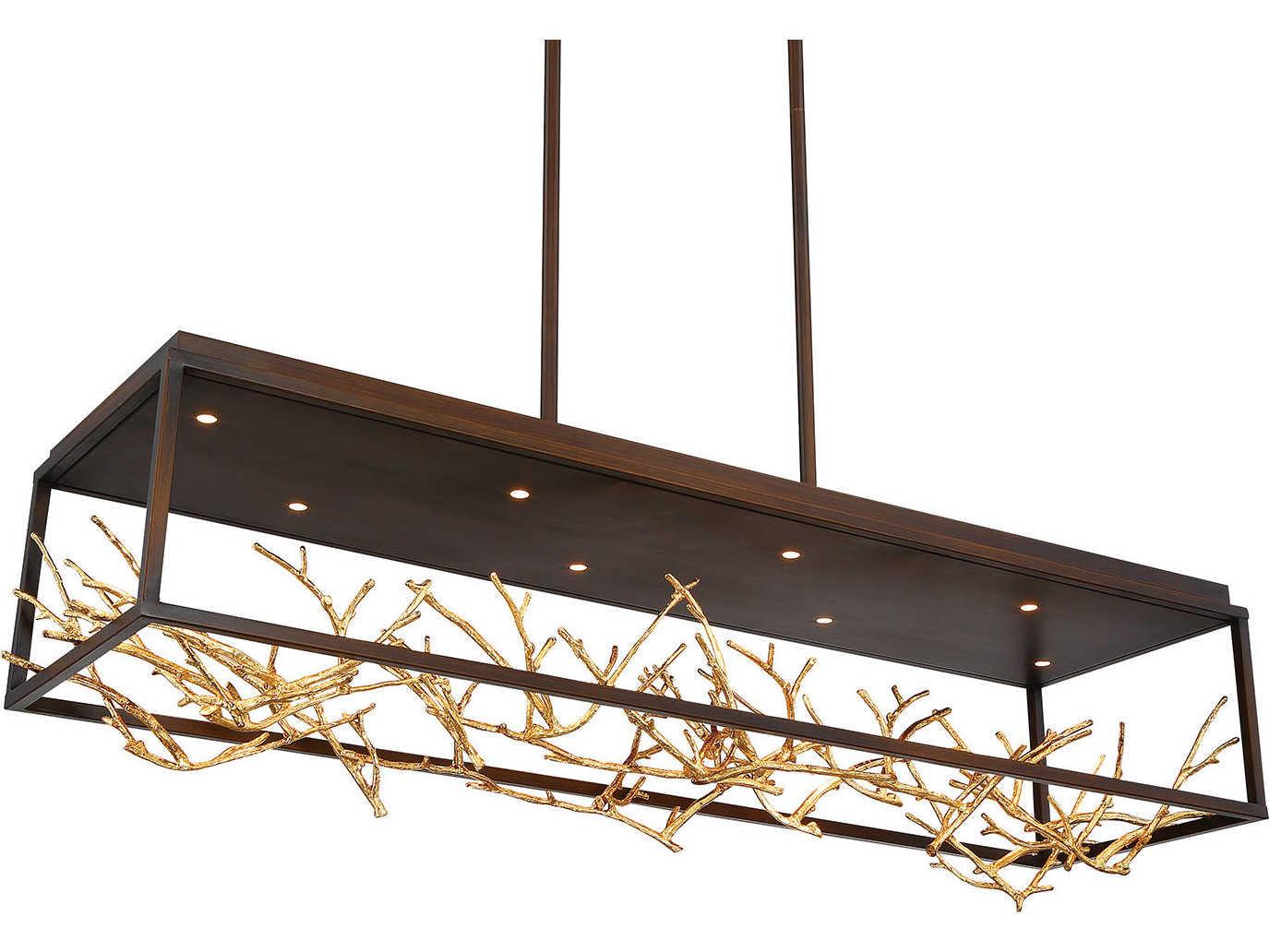 Eurofase Aerie 8-Light Bronze Gold LED Geometric Linear Island Pendant
