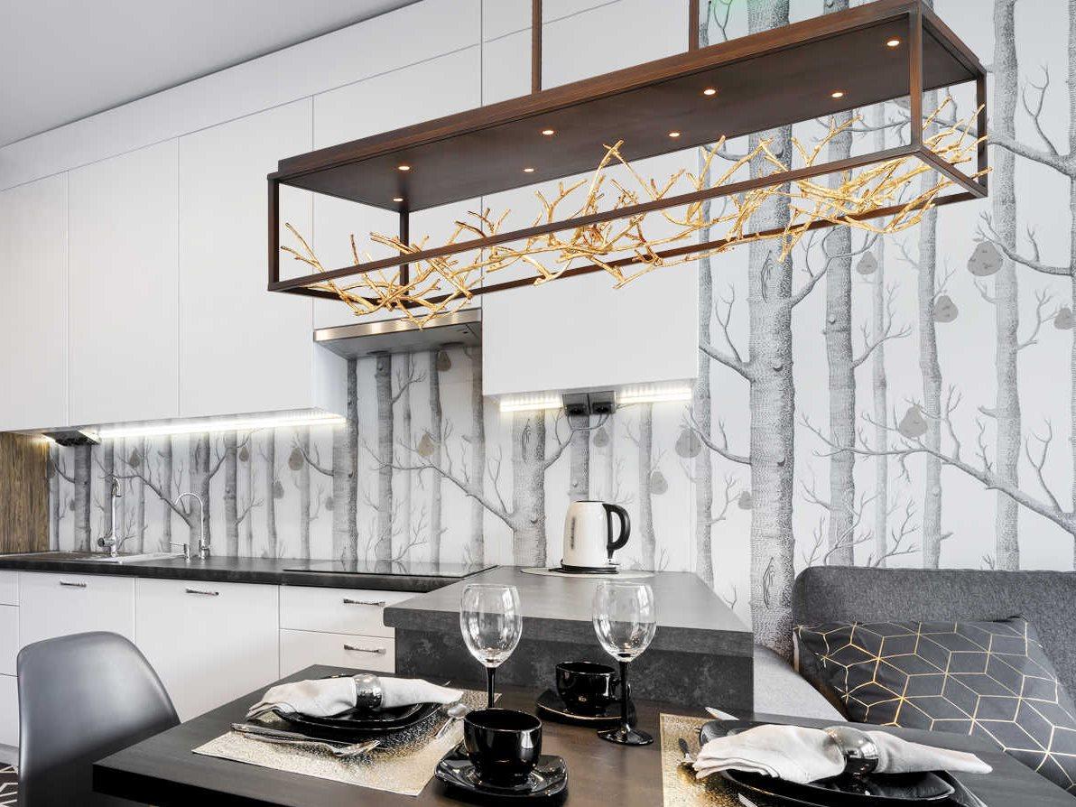 Eurofase Aerie 8-Light Bronze Gold LED Geometric Linear Island Pendant