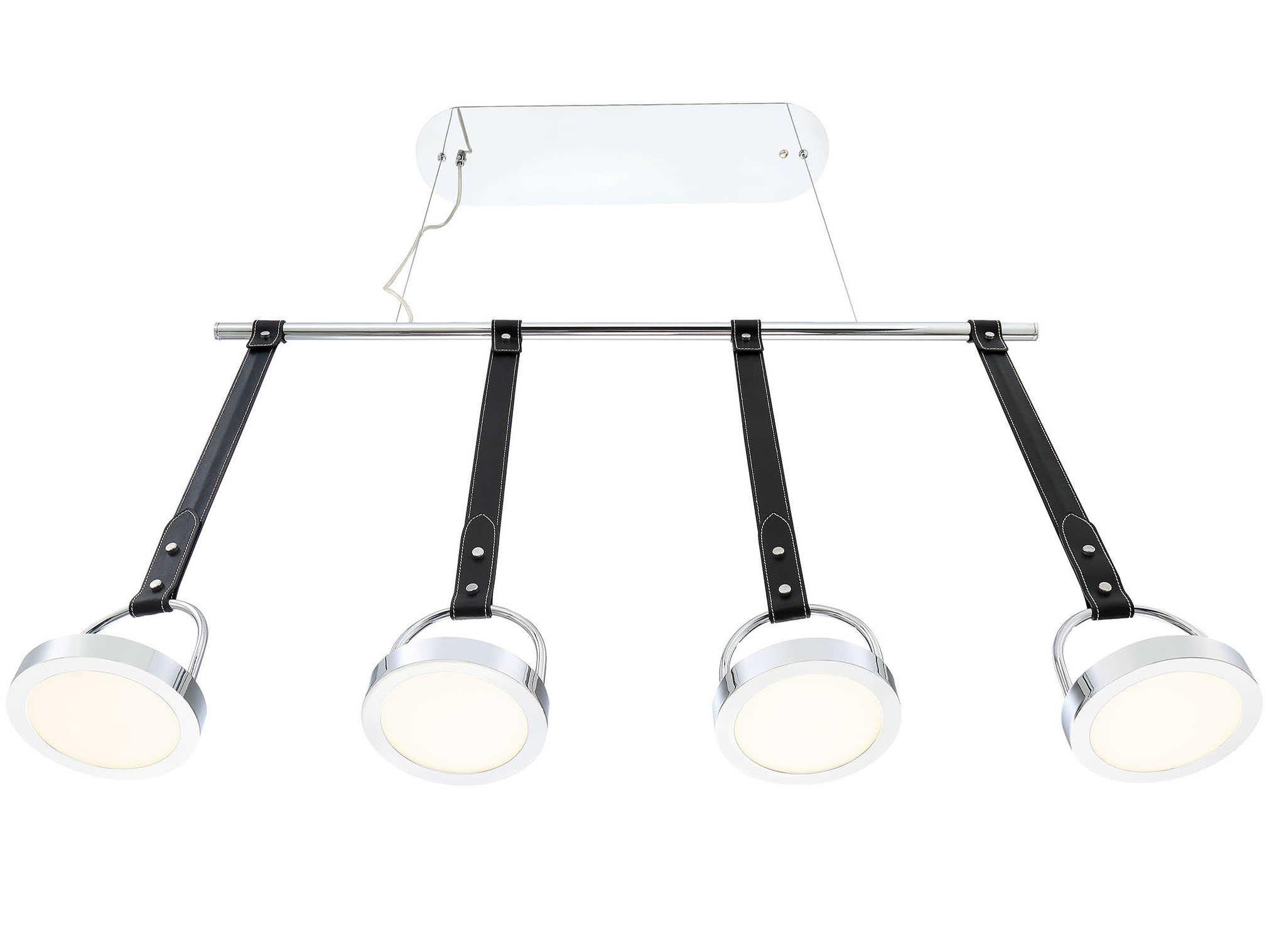 Eurofase Lappin 4-Light Chrome LED Linear Round Island Pendant