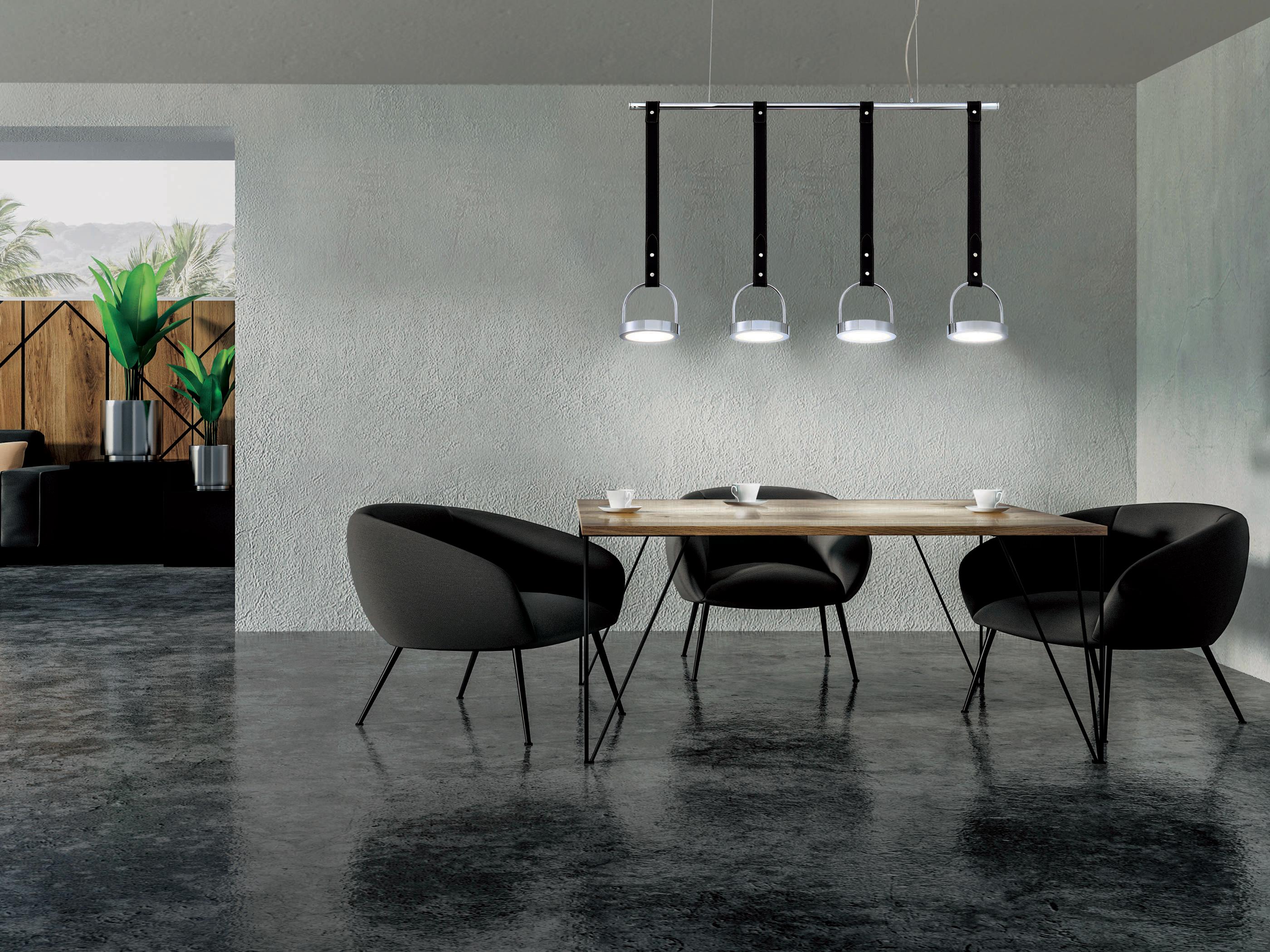 Eurofase Lappin 4-Light Chrome LED Linear Round Island Pendant