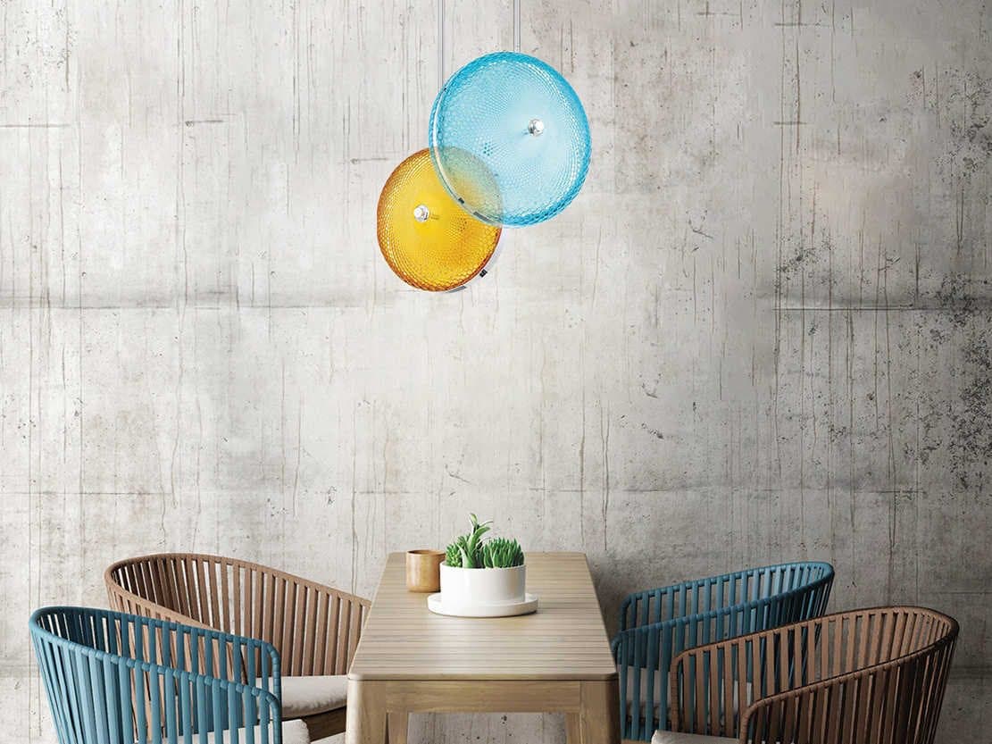 Eurofase Caledonia Chrome Yellow Glass LED Round Mini Pendant