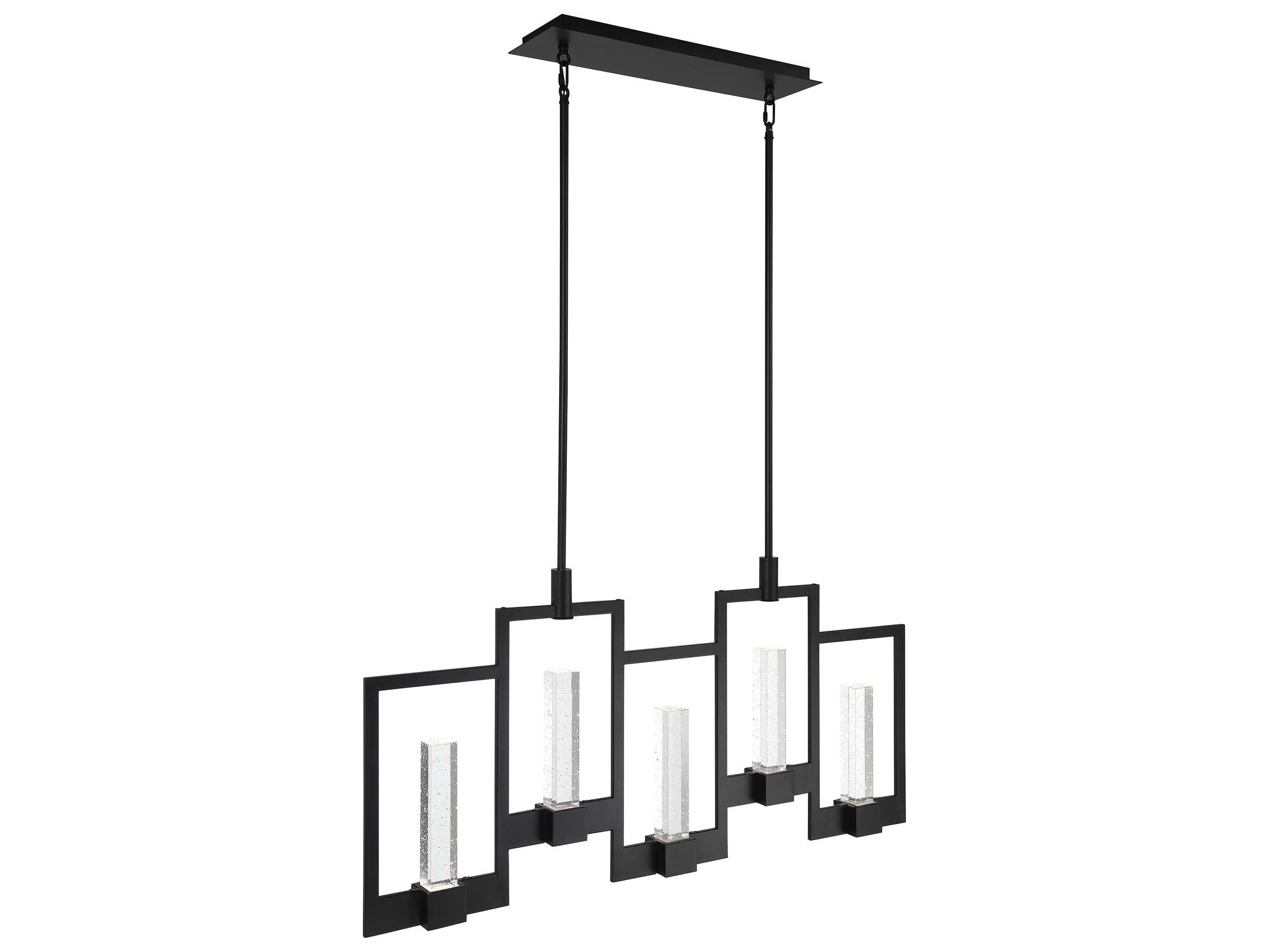 Eurofase Hanson 10-Light Black Glass LED Cylinder Geometric Island Pendant
