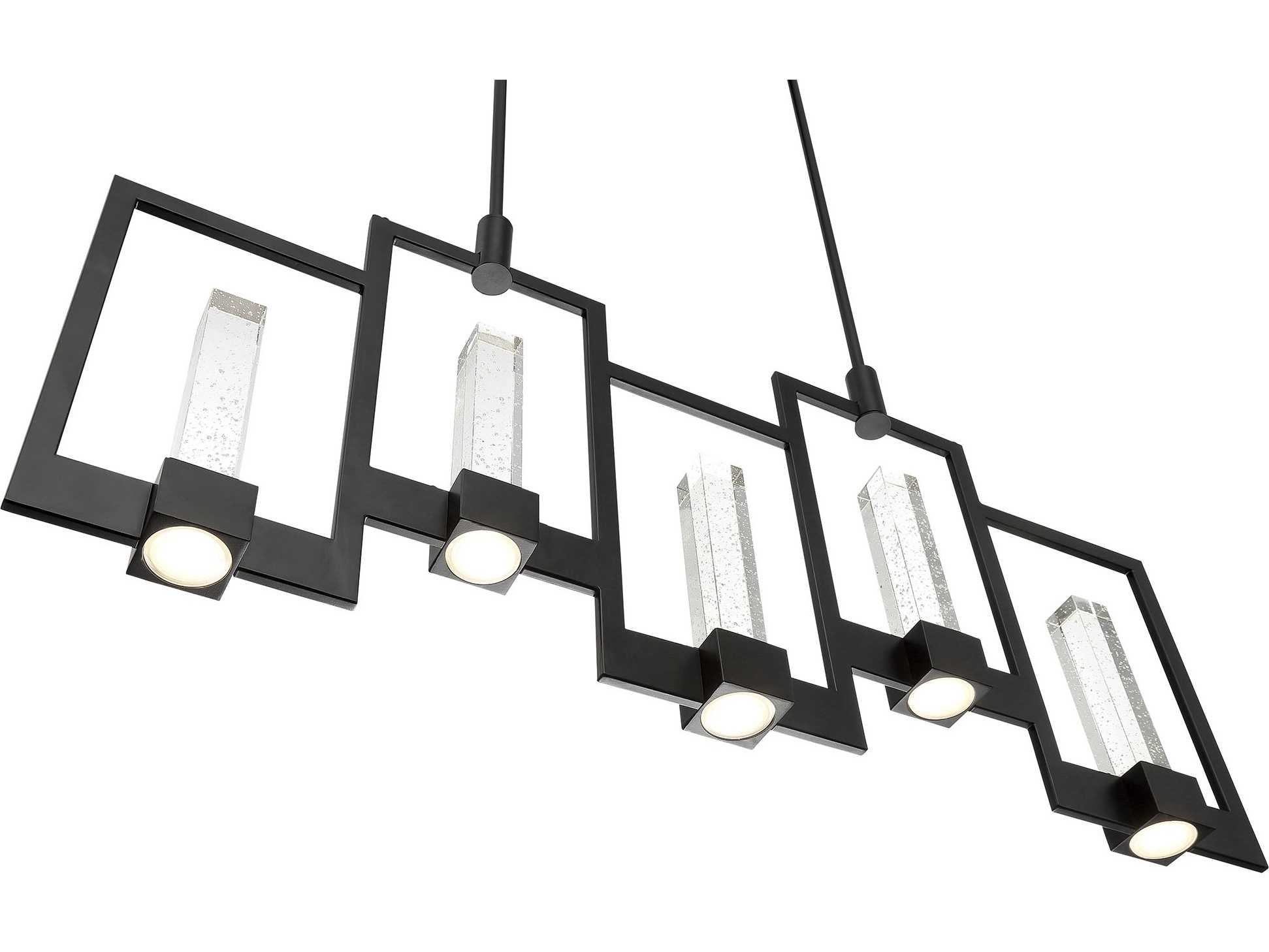 Eurofase Hanson 10-Light Black Glass LED Cylinder Geometric Island Pendant