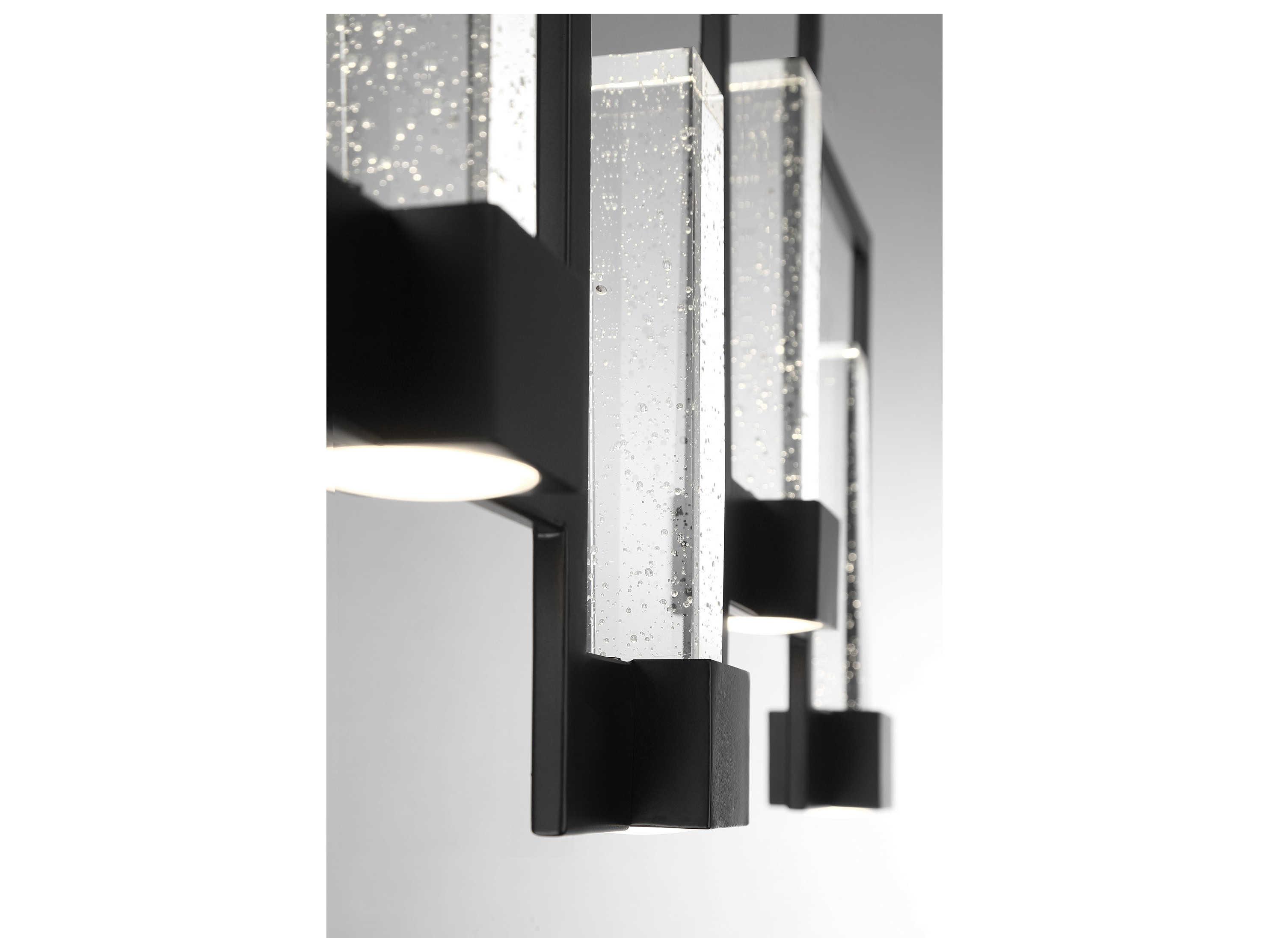 Eurofase Hanson 10-Light Black Glass LED Cylinder Geometric Island Pendant