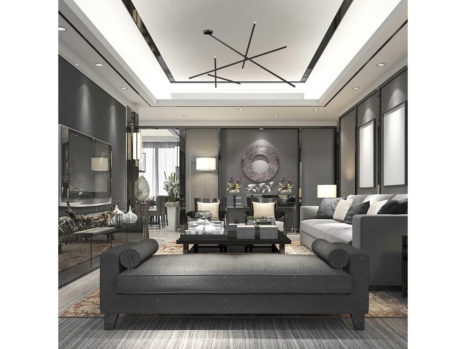 Eurofase Crossroads 9-Light Black LED Geometric Semi Flush Mount