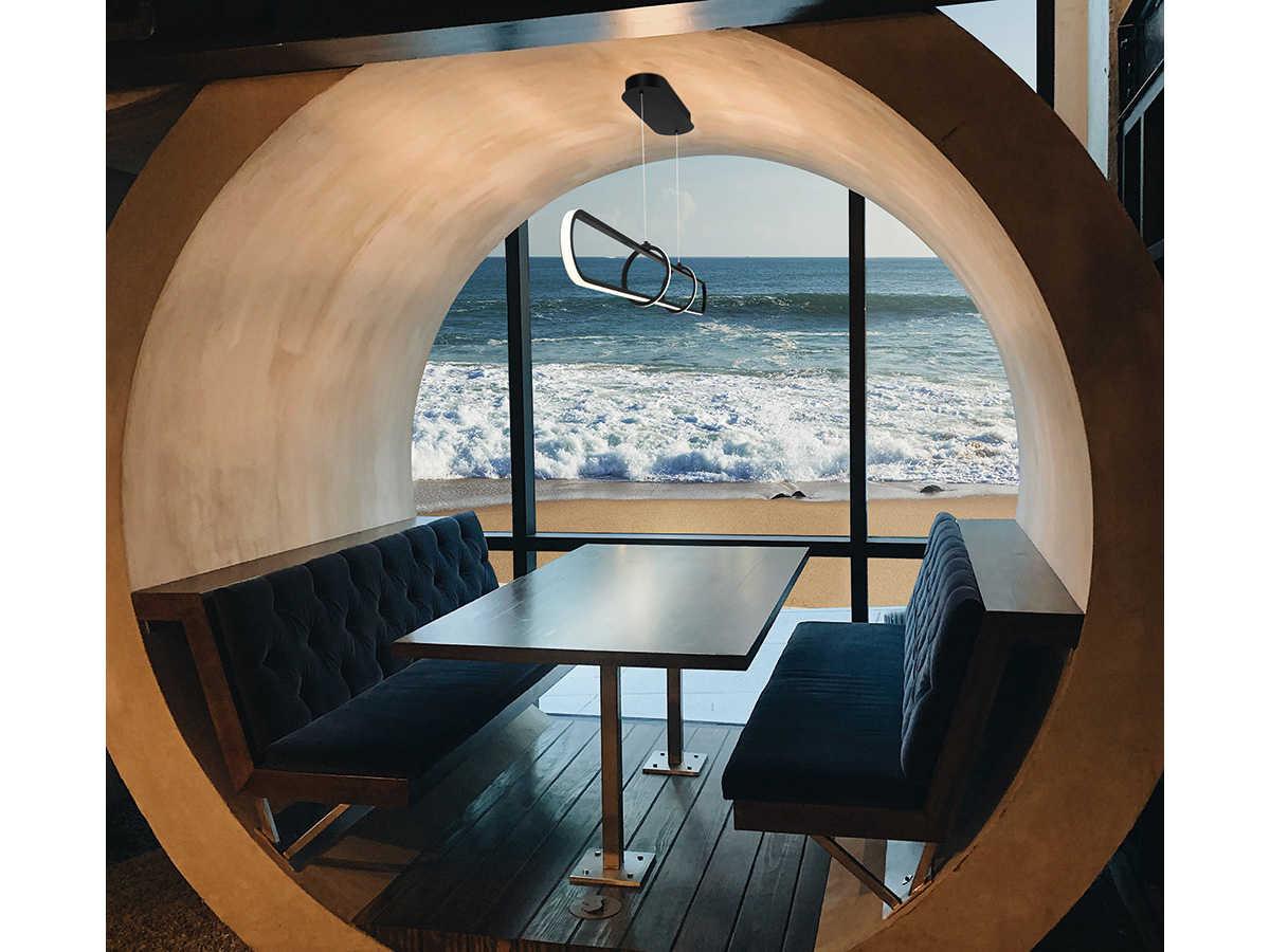 Eurofase Berkley Matte Black LED Geometric Linear Island Pendant