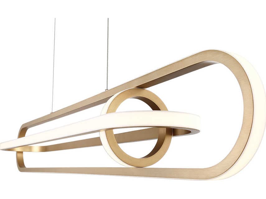 Eurofase Demark Satin Gold LED Geometric Linear Island Pendant