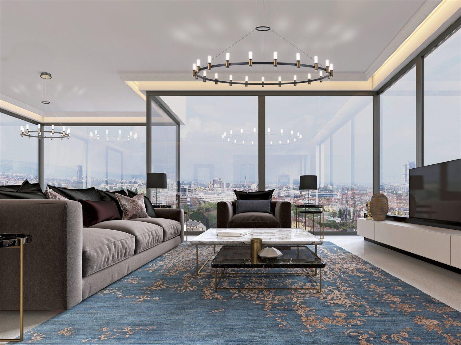 Eurofase Albany 21-Light Deep Black Brass LED Round Chandelier