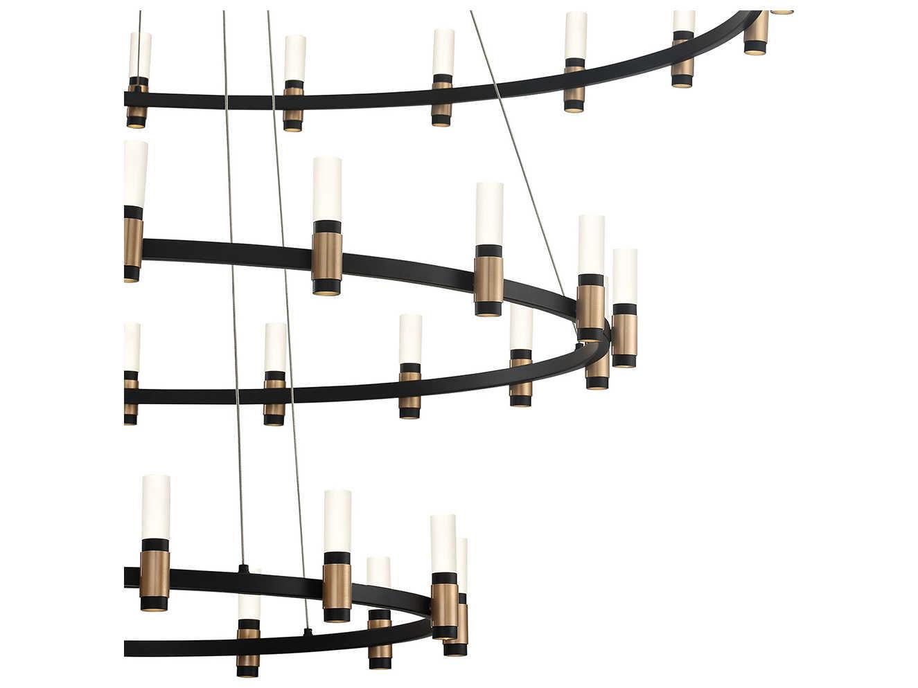 Eurofase Albany 51-Light Deep Black Brass LED Round Tiered Chandelier