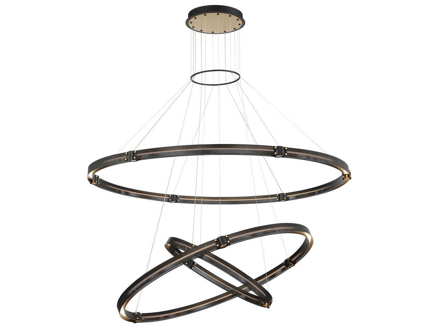 Eurofase Admiral 1-Light Matte Black Gold Painting LED Round Tiered Pendant